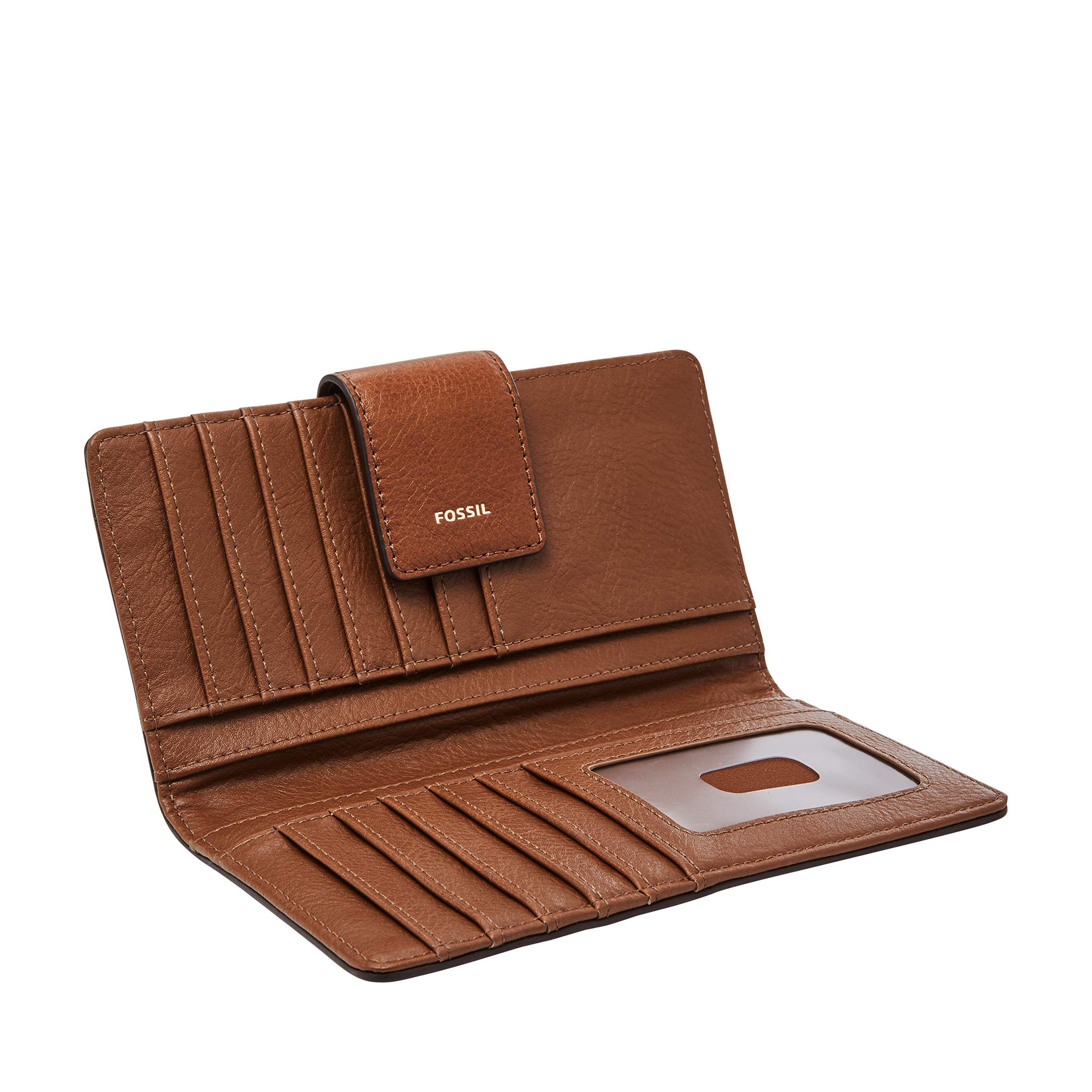 Fossil Women's Logan Genuine Leather RFID Blocking Wallet - Slim Tab Clutch Purse with Card Slots (Brown, Model SL7830200) | Perfect for Everyday Use, Travel & Gift Giving