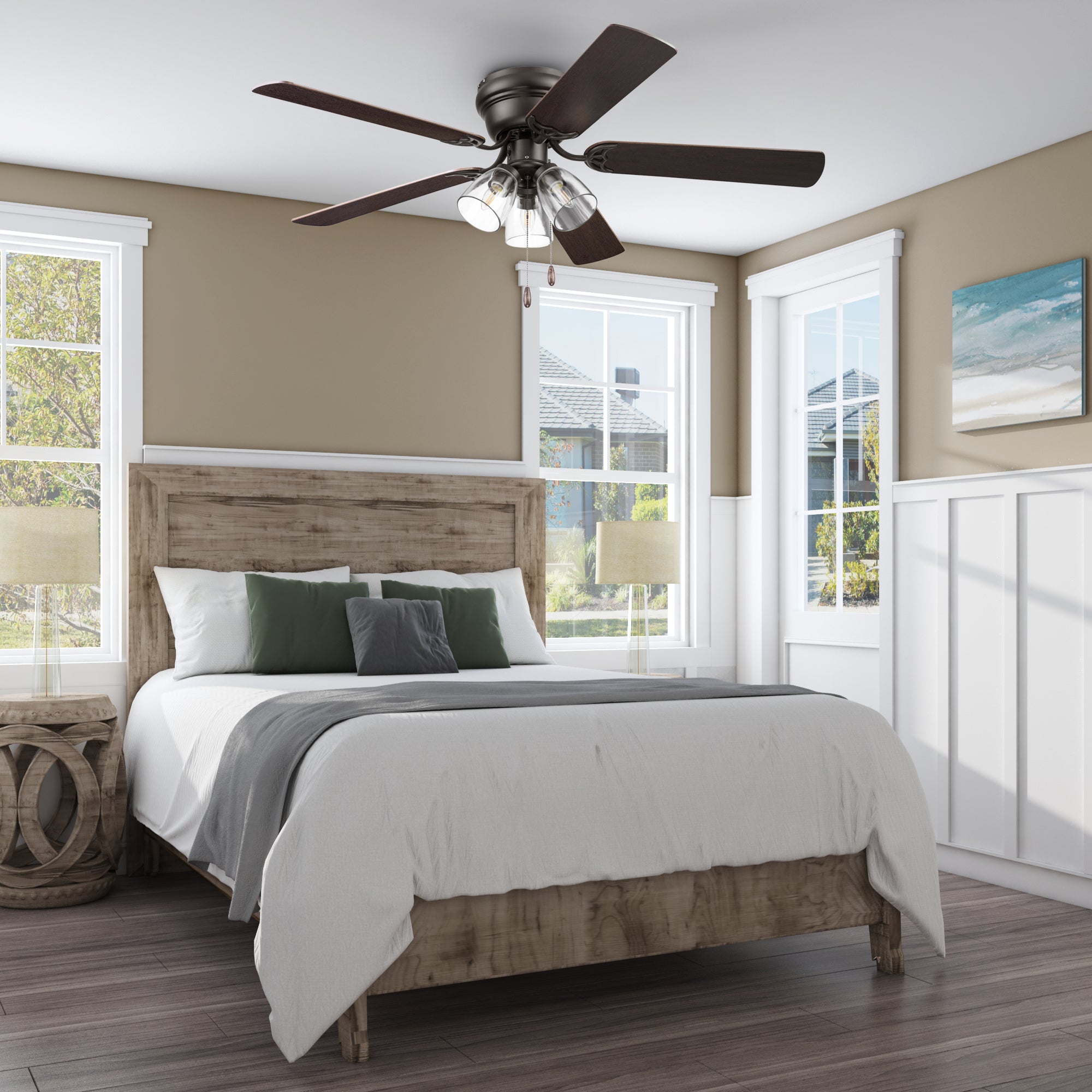 52 Inch Renton Ceiling Fan with Espresso Bronze Finish & Pull Chain - Perfect for Living Room, Bedroom, and Outdoor Patio Cooling