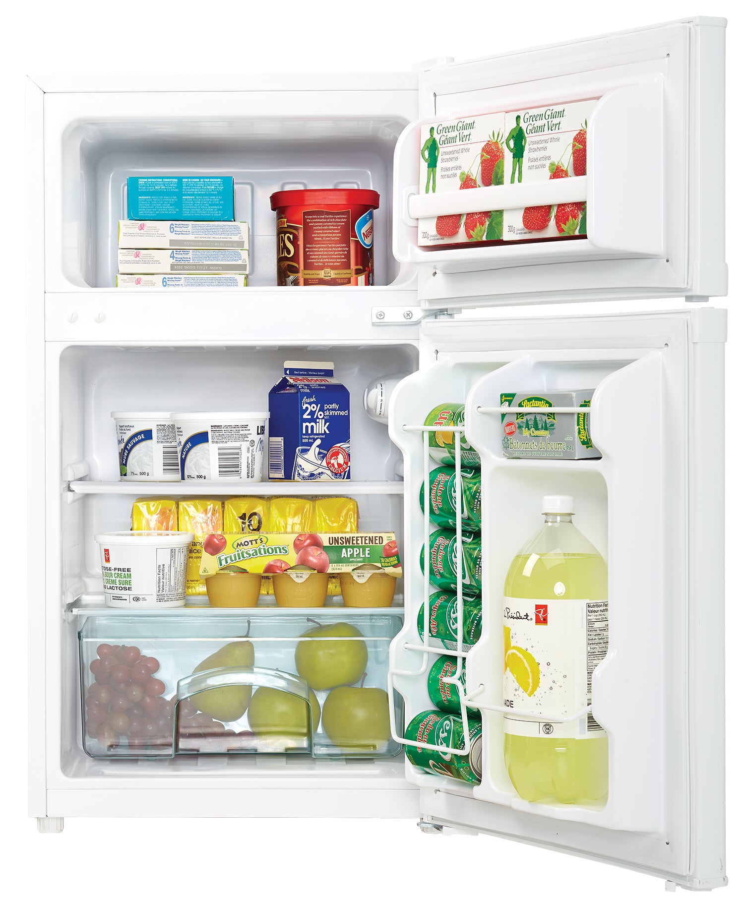 Danby DCR031B1WDD 3.1 cu.ft Compact Refrigerator with 2 Doors - White Mini Fridge for Dorm, Office, Bedroom or Apartment - Energy Efficient Small Freezer & Beverage Cooler