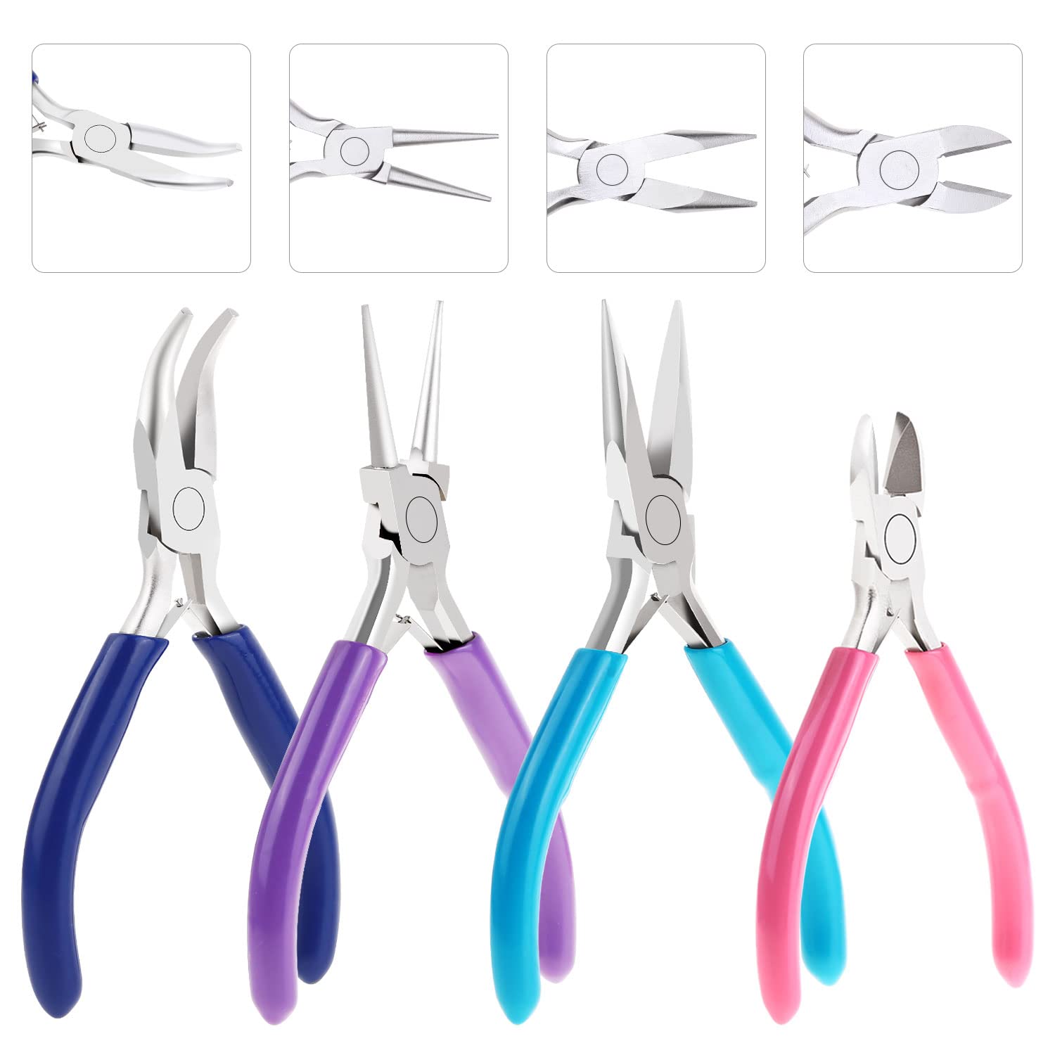 Shynek 4-Piece Jewelry Pliers Set - Needle Nose, Chain Nose, Round Nose & Bent Nose Pliers with Wire Cutters | Professional Jewelry Making Tools for Wire Wrapping, Beading, DIY Crafts & Jewelry Repair | Perfect for Beginners & Professional Jewelers
