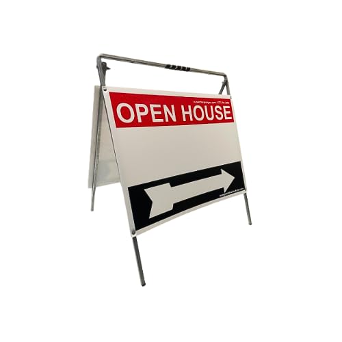 Open House Sign Metal A-Frame Kit (5-Pack) - Durable Real Estate Yard Signs in Red, White & Black - Perfect for Open House Events, Property Listings & Outdoor Advertising