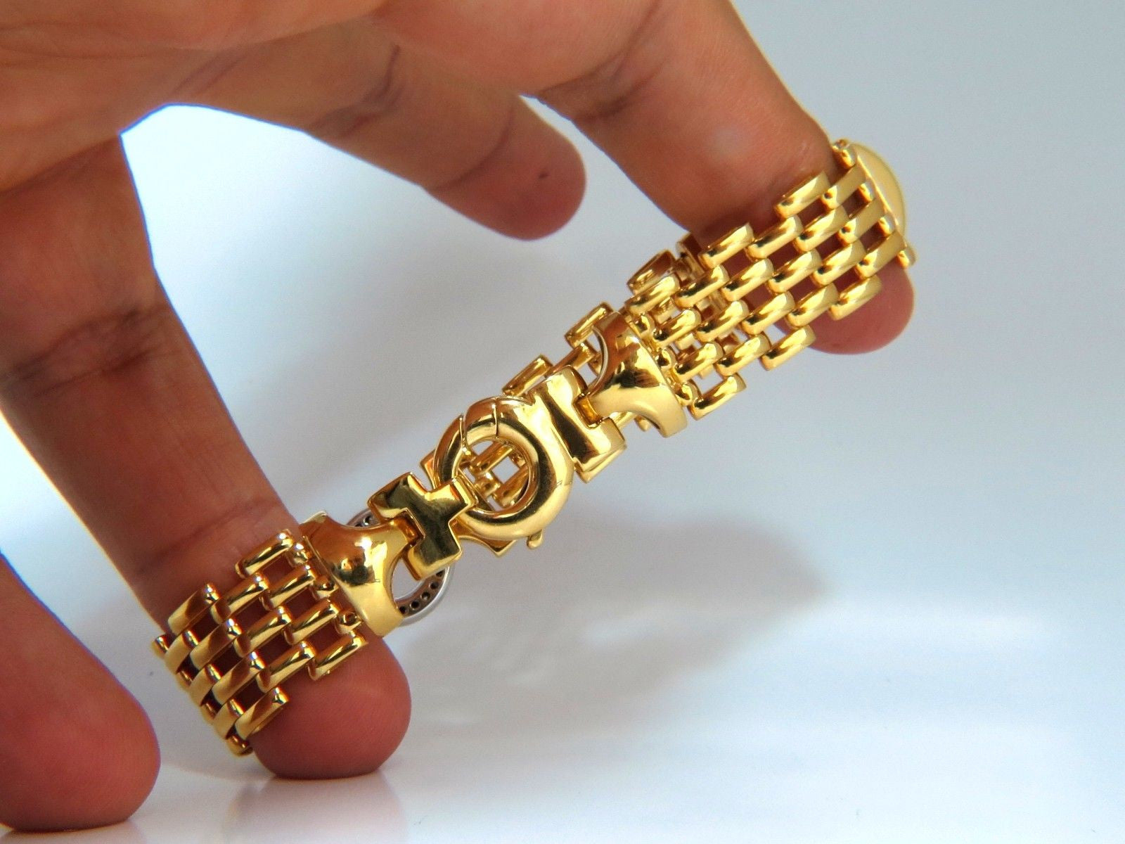 18KT Gold .50CT Natural Round Diamond Circle Link Bracelet - 50 Grams Pope Brick Deco Style - Perfect for Weddings, Parties & Special Occasions
