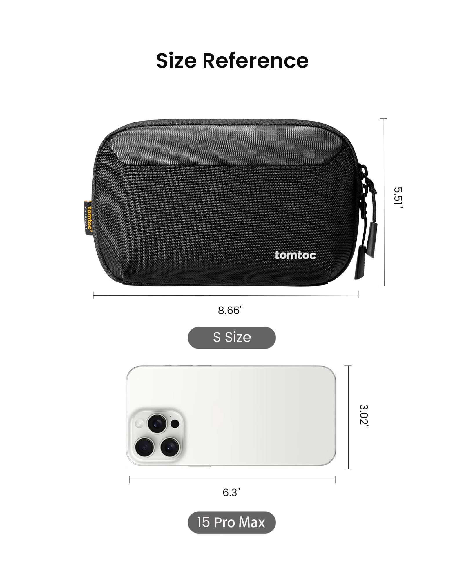 tomtoc Waterproof Travel Cable Organizer Pouch - Portable Electronics Accessories Case for Chargers, Cables, USB Drives & More (Black) | Perfect for Business Trips, Commuting & Daily Organization
