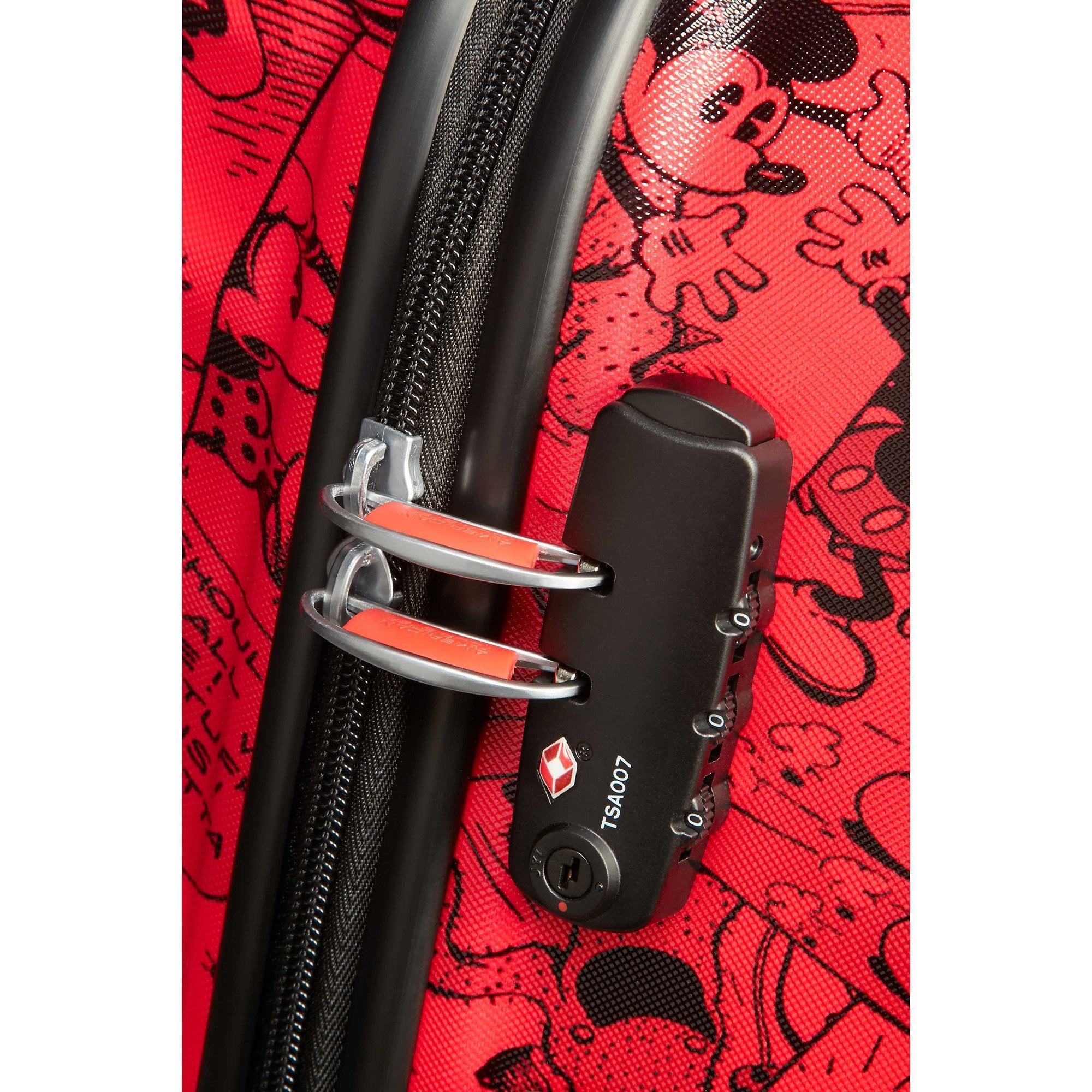 American Tourister Disney Wavebreaker Spinner Medium Luggage - Mickey Comics Red Suitcase for Travel, Vacations & Business Trips | Lightweight & Durable Hardshell Spinner Carry-On