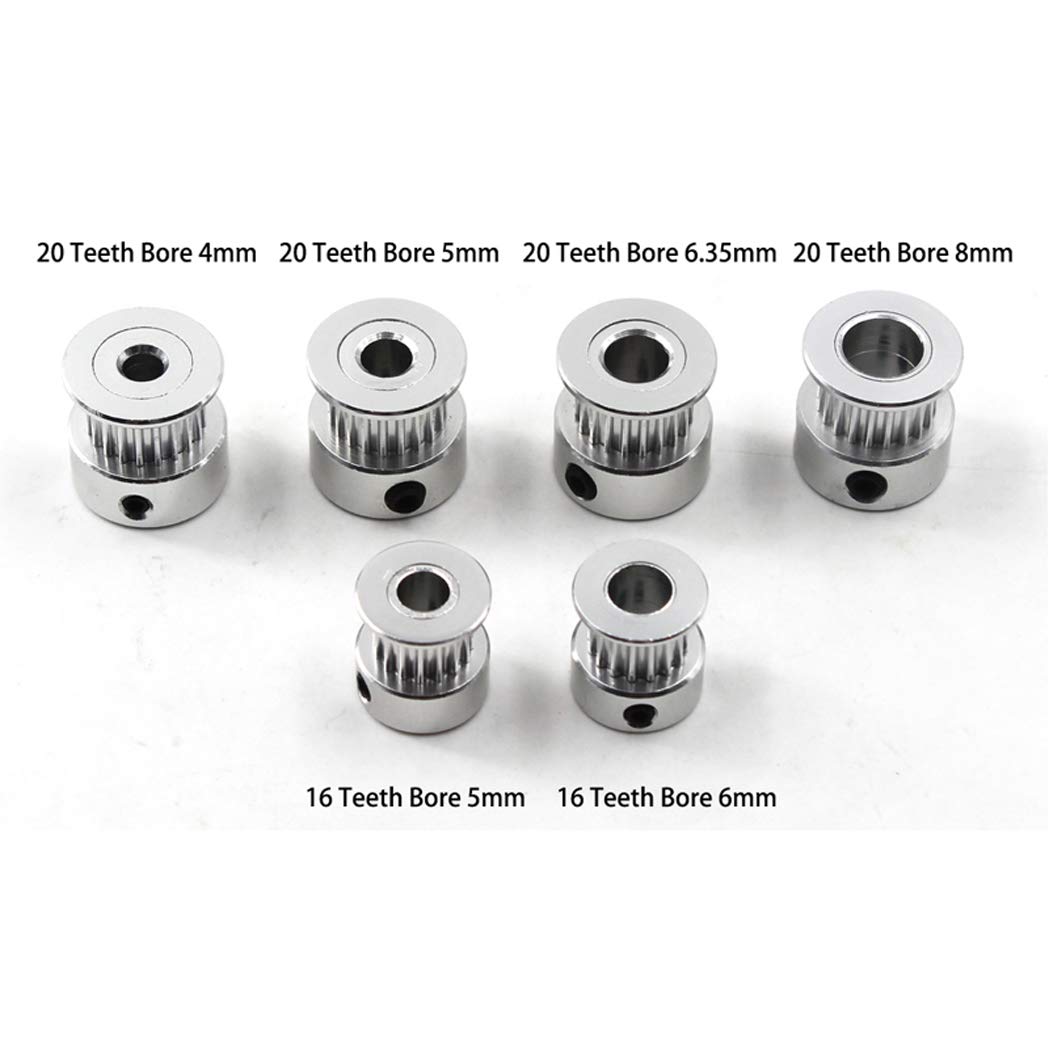 20 Teeth 4mm Bore Timing Belt Pulley for 3D Printer & CNC Machine - 6mm Width Belt (Pack of 10) with Wrench - Perfect for DIY Robotics, 3D Printing Projects & Industrial Automation