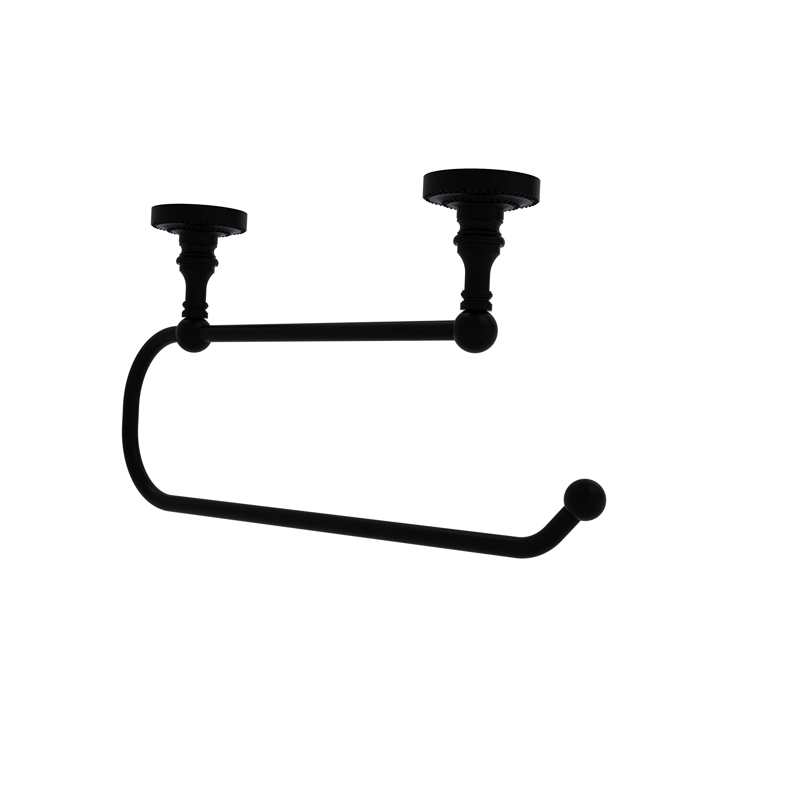 Allied Brass Dottingham Collection Matte Black Under Cabinet Paper Towel Holder - Space-Saving Kitchen Organizer for Countertops, Pantry & Small Spaces