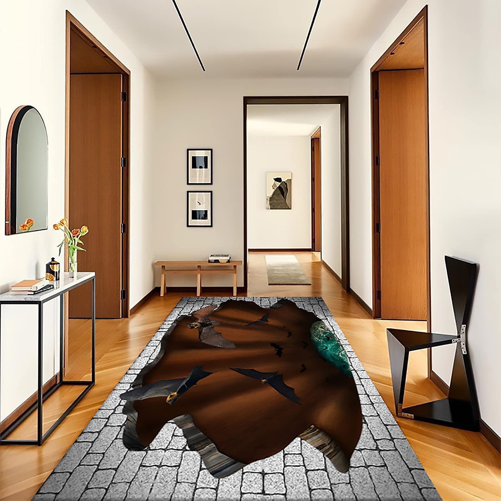 Halloween Non-Slip Washable 3D Pattern Runner Rug - 50x450cm Long Carpet for Hallway, Kitchen, Corridor, Living Room | Customizable Home Decor for Spooky Seasonal Parties & Cozy Fall Interiors