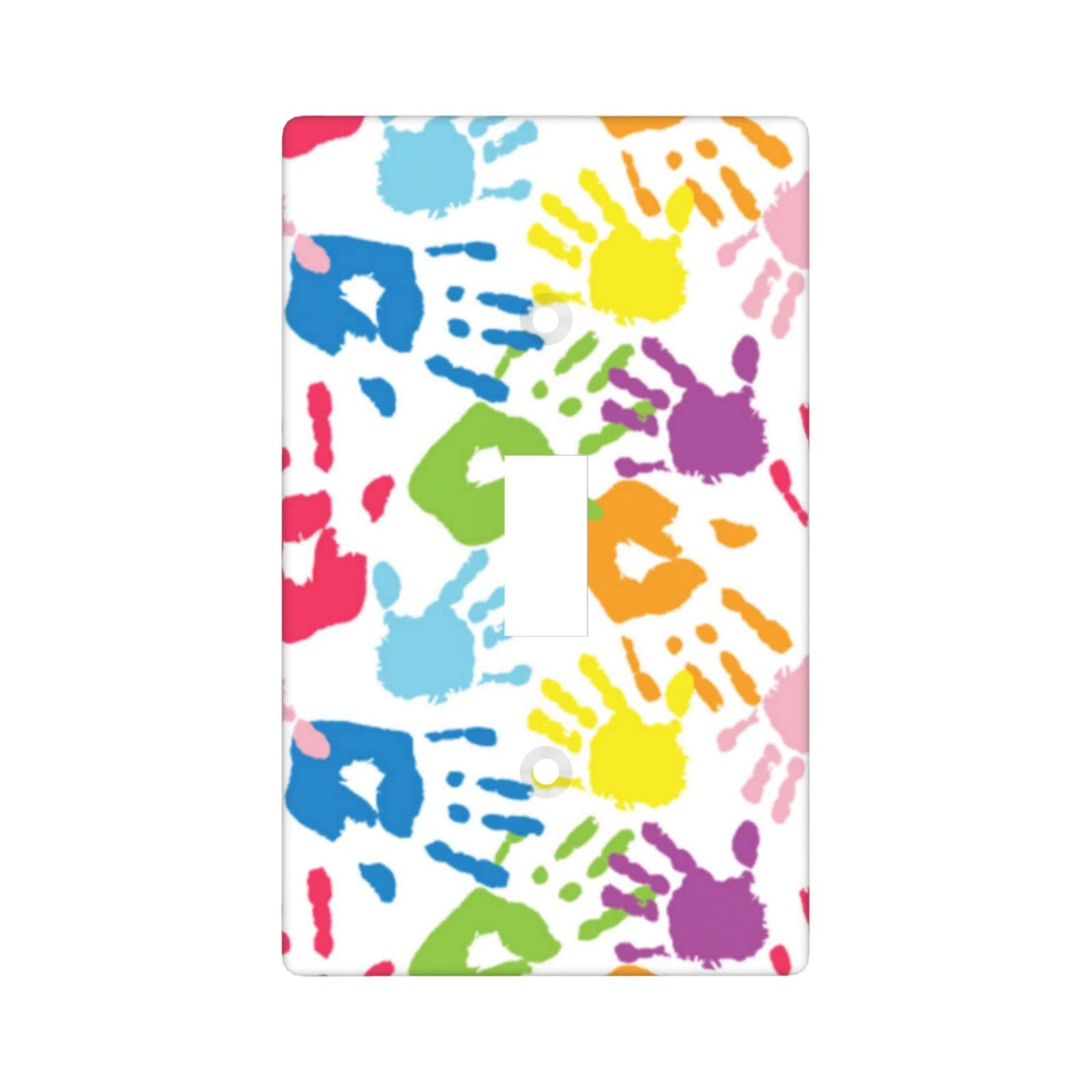 Rainbow Handprint Light Switch Cover - Decorative 1 Gang Toggle Wall Plate (4.5