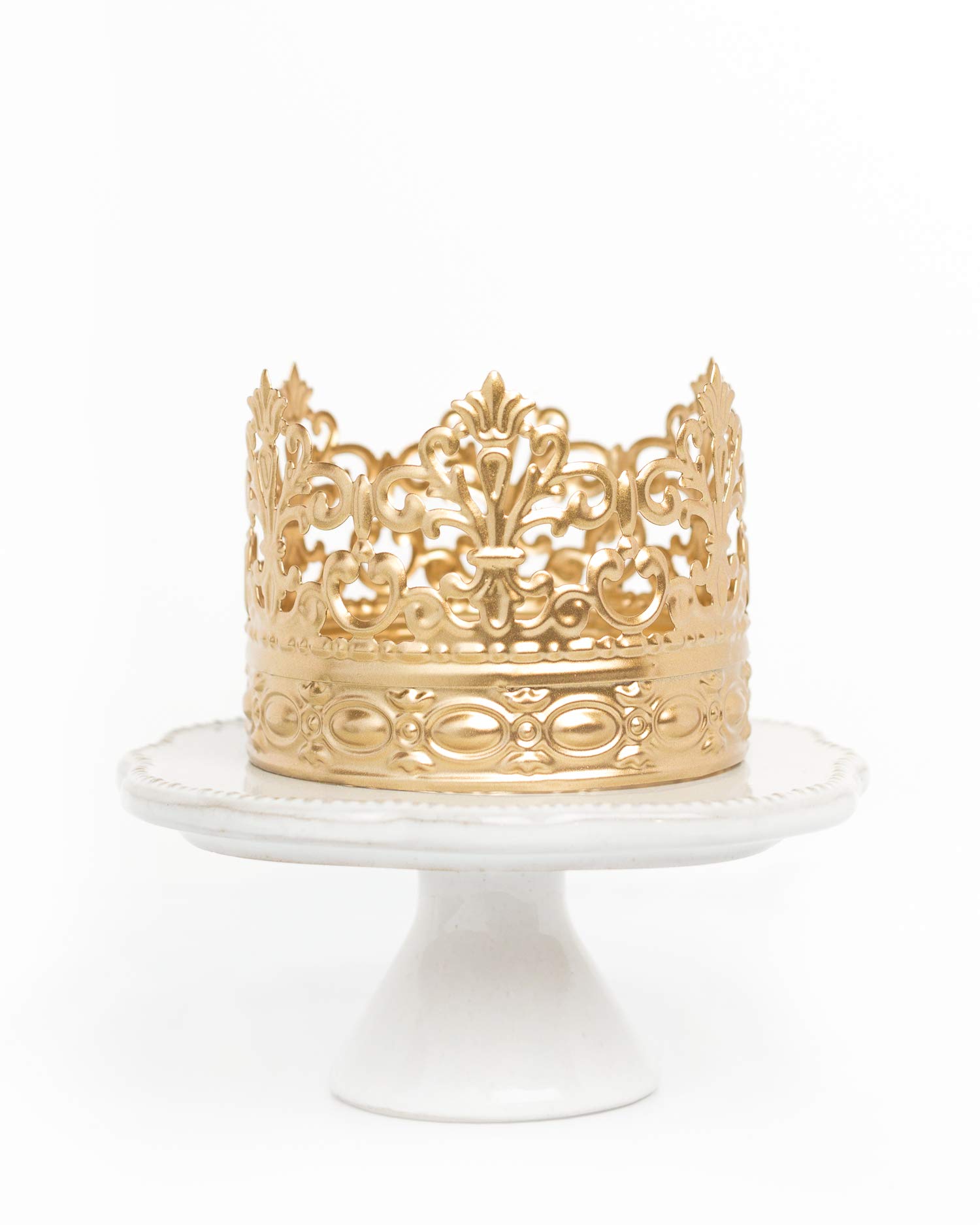 Gold Crown Cake Topper for Wedding Cakes - Small Princess Party Decorations - Alice in Wonderland Theme - Perfect for Birthday, Bridal Shower & Anniversary Celebrations