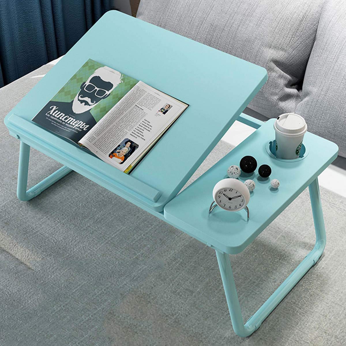 Foldable Bed Tray Lap Desk - Portable Laptop Notebook Table for Dorm, Home & Office - Lightweight Folding Computer Desk for Working, Studying, Eating in Bed or on Couch