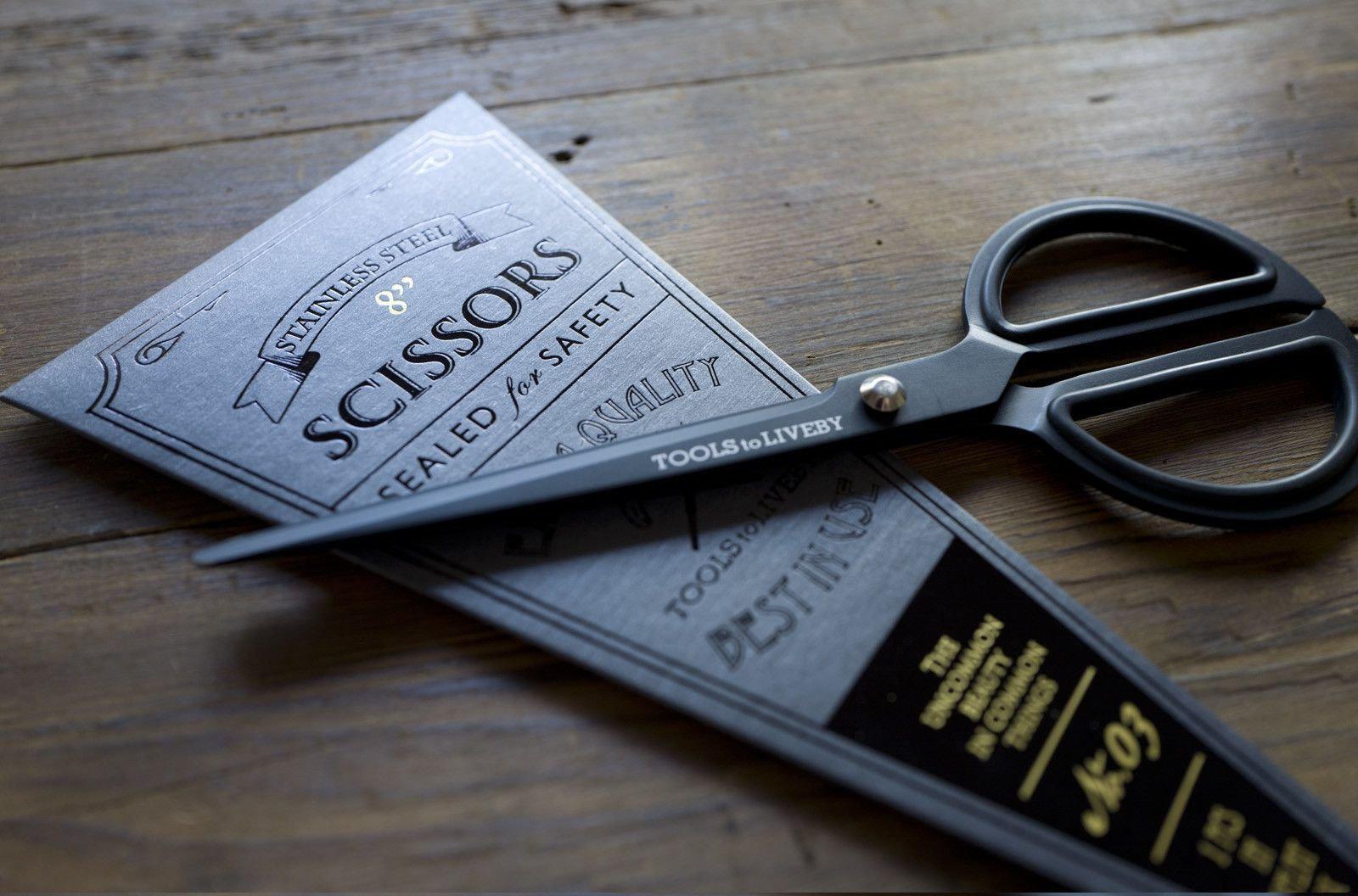 Tools to Liveby Black Scissors 8 - Premium Stainless Steel Craft Scissors for DIY, Sewing & Office Use