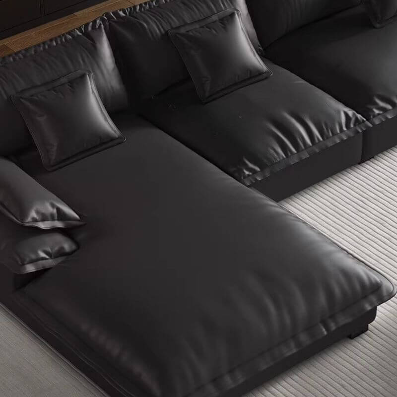 Modern L-Shaped Sectional Sofa with Chaise Lounge in Black - Sturdy Concealed Support - Perfect for Living Room, Home Theater, and Small Spaces