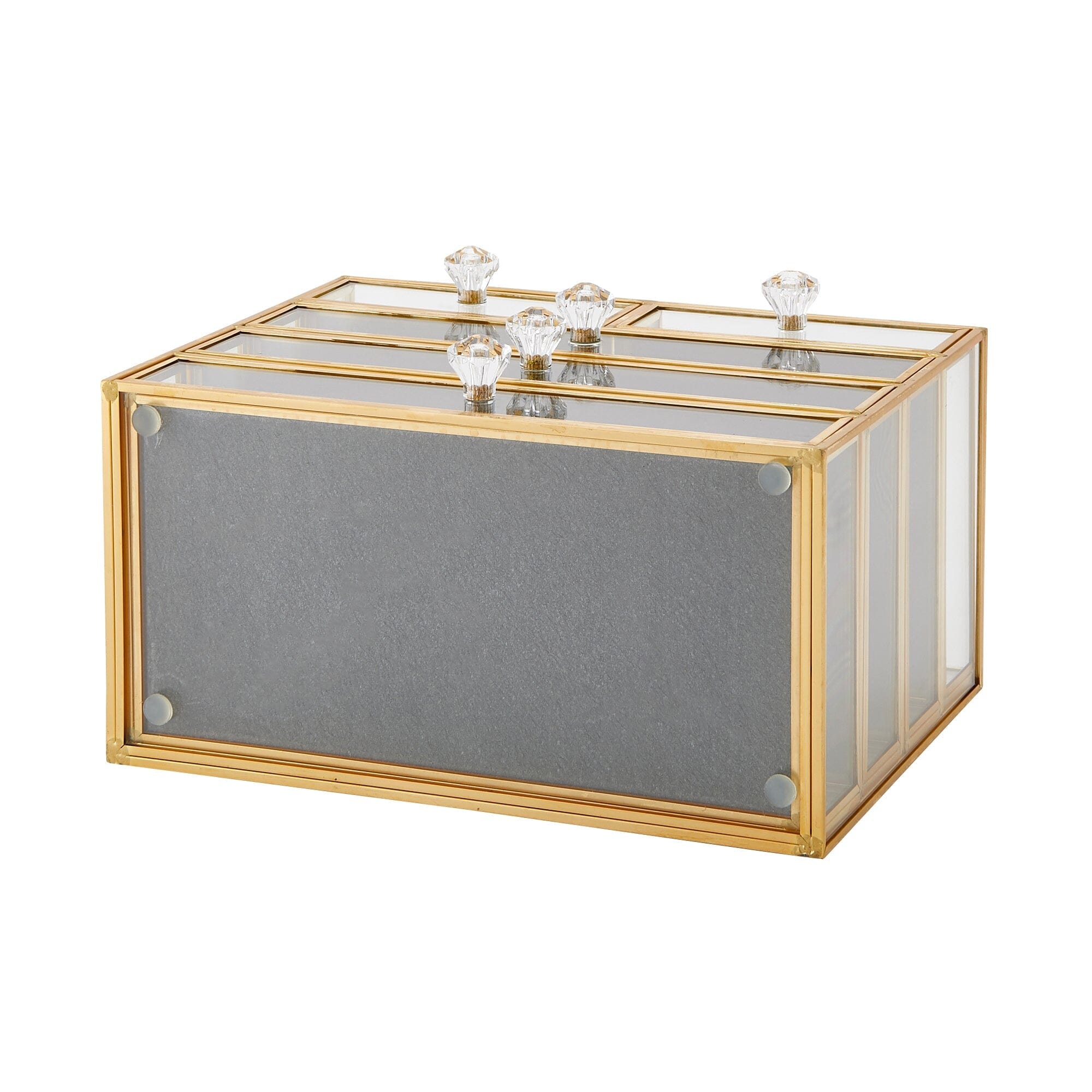 4-Section Glass Drawer Organizer for Jewelry, Makeup & Office Supplies - Perfect for Vanity, Bathroom & Closet Storage