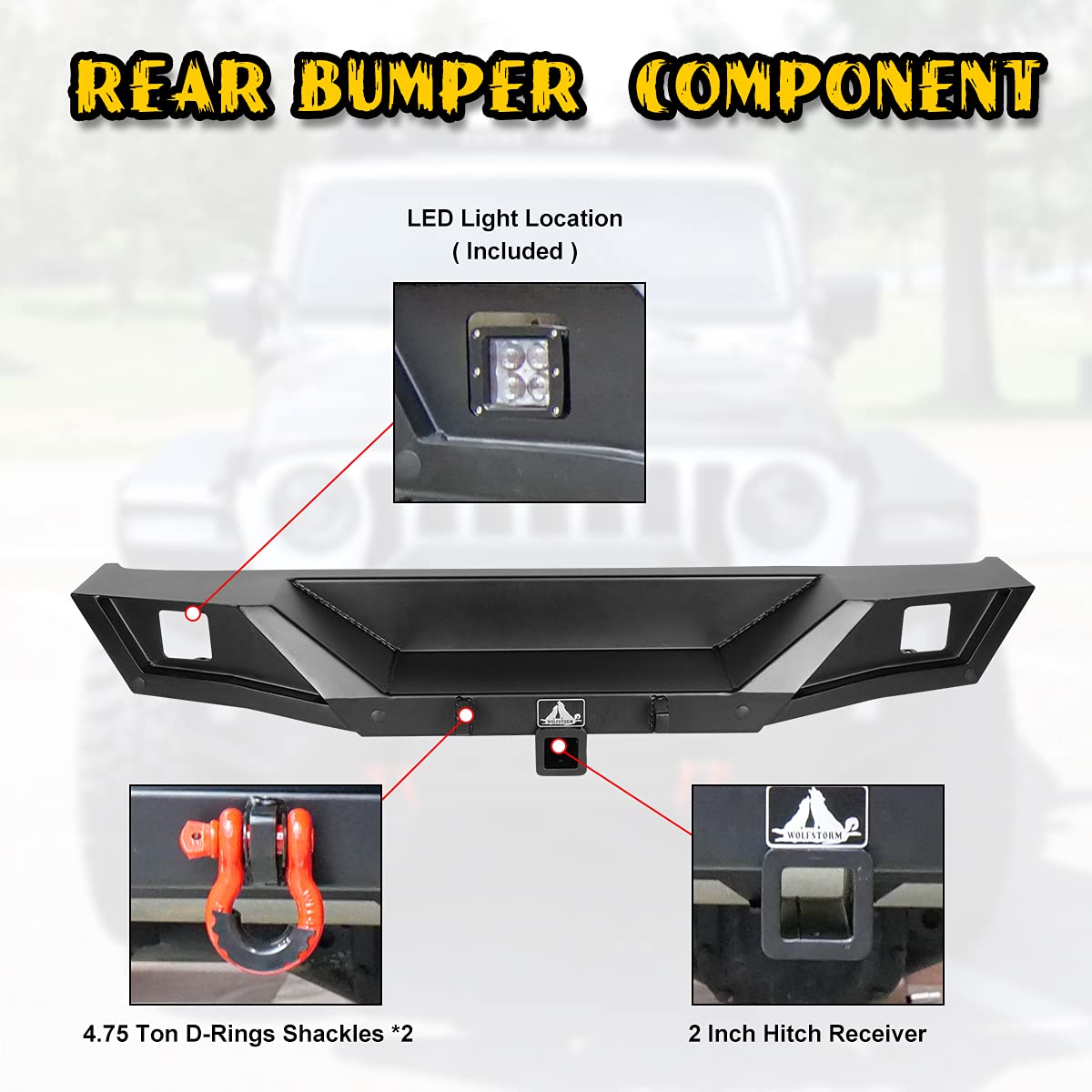 NIXON OFFROAD Rear Bumper Combo for 2018-2025 Jeep Wrangler JL & JLU - 2