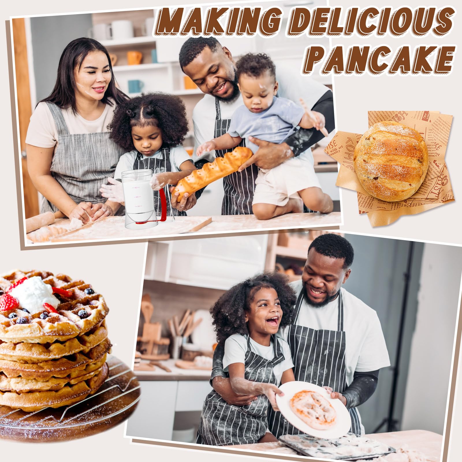 2 Pack Pancake & Cupcake Batter Dispenser with Squeeze Handle - 4 Cup Measuring Griddle Mix Dispenser - Perfect Baking Tool for Cookies, Cakes & Waffles (Red) - Ideal for Breakfast, Brunch & Party Dessert Preparation