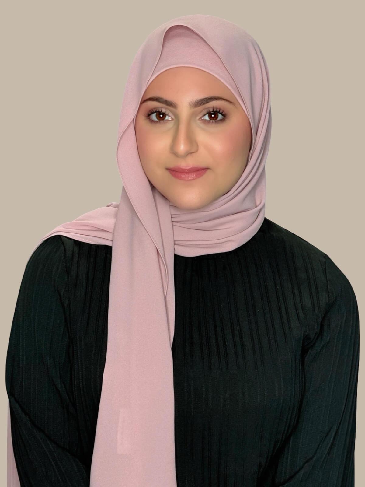 Elegant Chiffon Hijab Set in Blush Rose - Modish Girl Matching Scarf & Outfit for Women - Perfect for Daily Wear, Work, and Special Occasions
