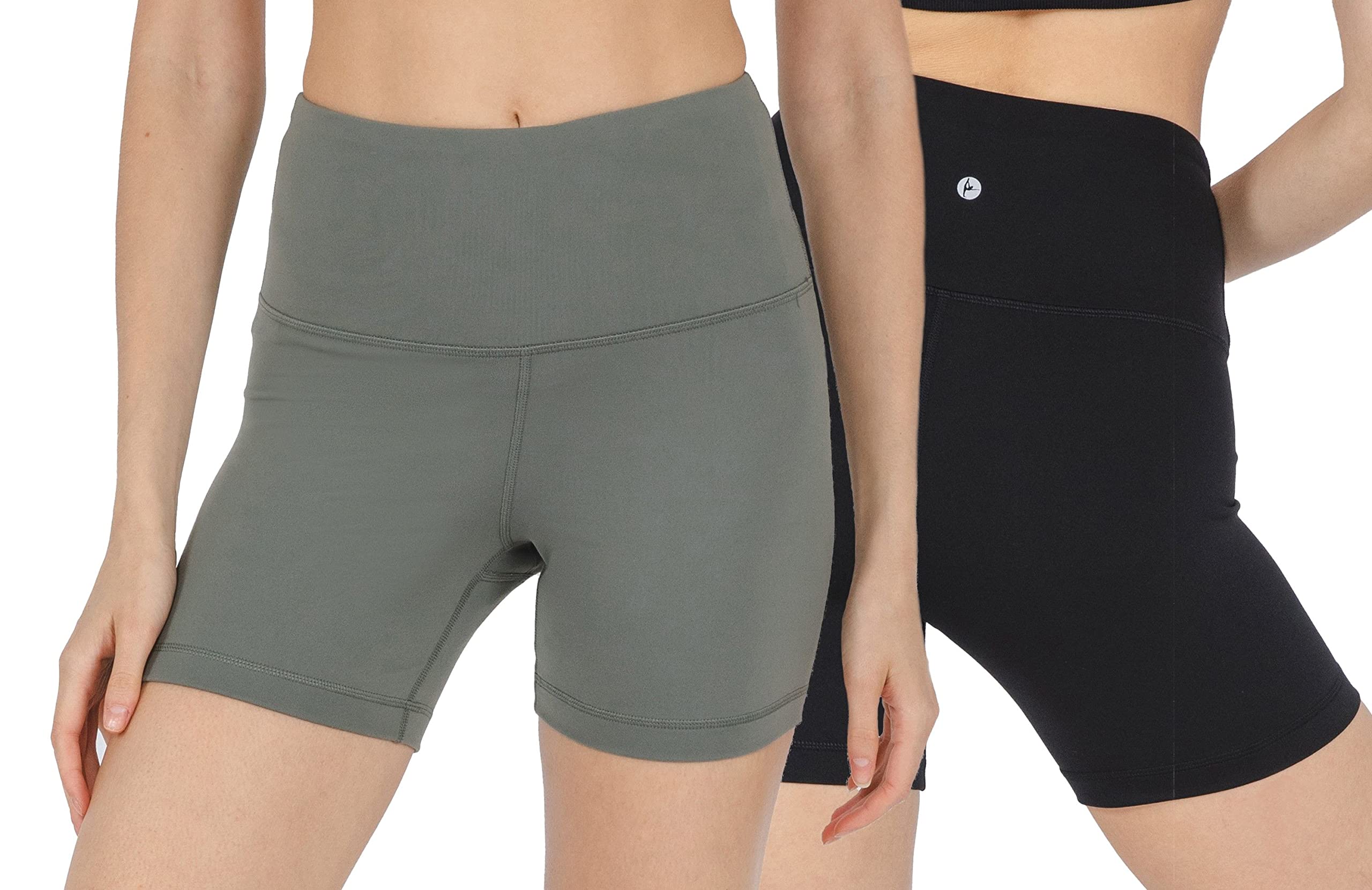 90 Degree By Reflex High Waisted Yoga Shorts for Women - Tummy Control Workout & Running Shorts - 2 Pack Power Flex Biker Shorts - Perfect for Gym, Yoga, Cycling and Everyday Wear