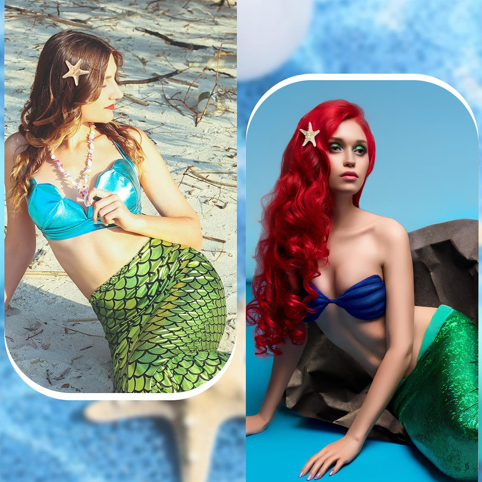 Syhood 4 Pcs Resin Starfish Hair Clips - Mermaid Hair Accessories for Women, Beach Wedding Hair Jewelry, Perfect for Mermaid Costumes, Summer Vacations & Boho Fashion