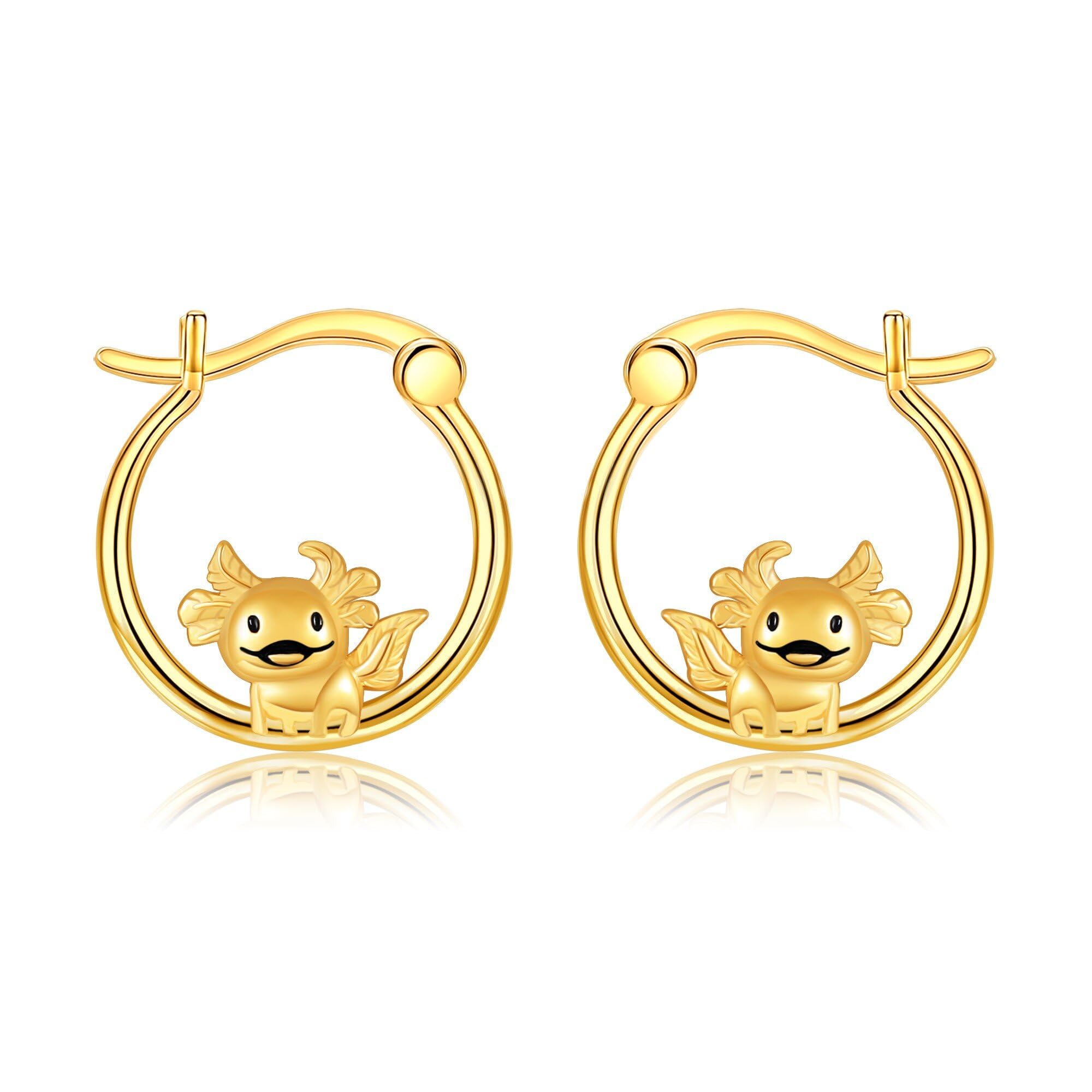 14K Solid Gold Hoop Earrings - Cute Hugging Huggie Earrings for Women & Girls | Real Gold Dainty Jewelry | Perfect Gift for Halloween, Christmas, Birthday & Anniversary | Everyday Wear & Special Occasions