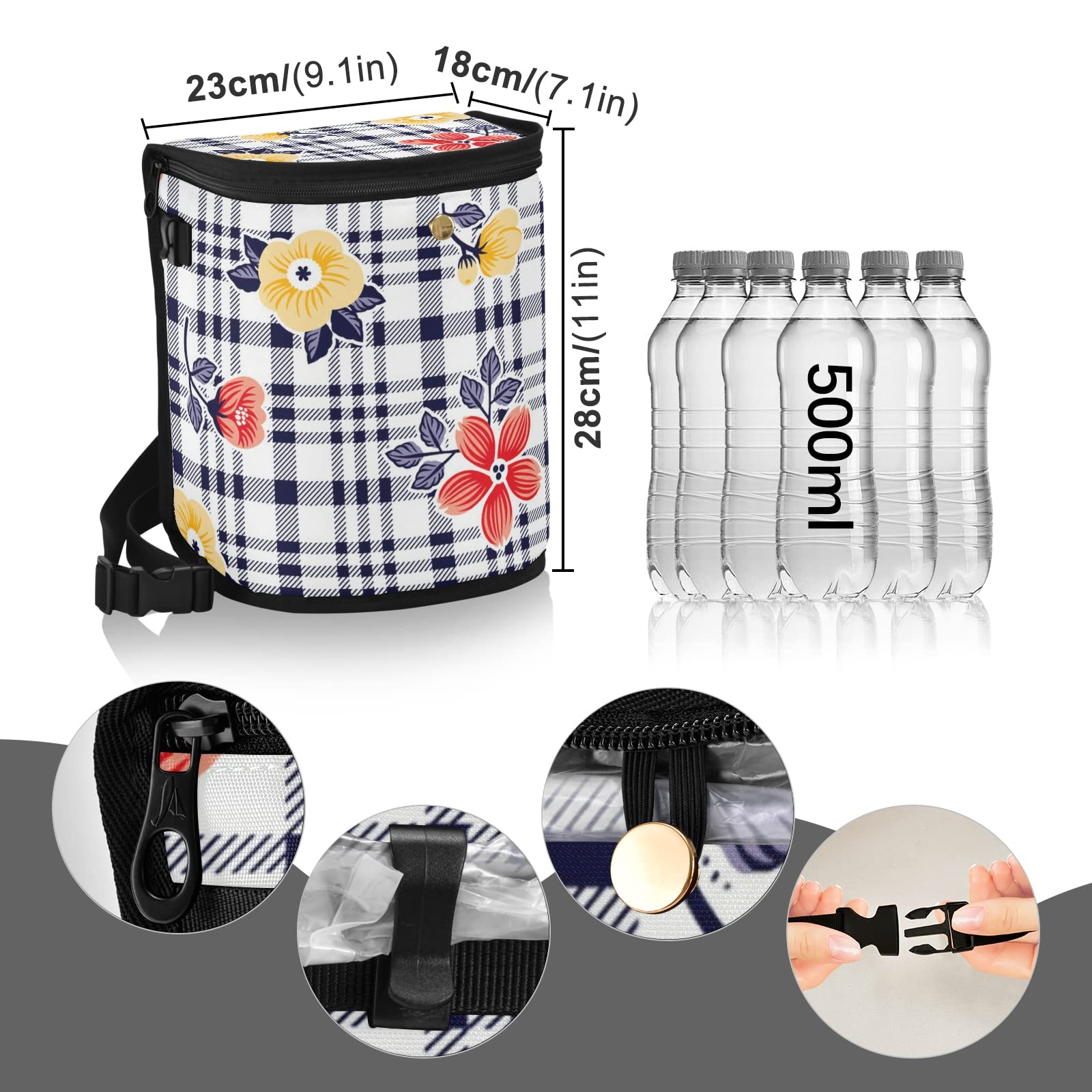 J JOYSAY Floral Collapsible Hanging Car Trash Can - Leakproof Portable Car Garbage Bag for Travel, Road Trips & Daily Commute - Perfect for Drivers, Families & Road Trips (Large Capacity)
