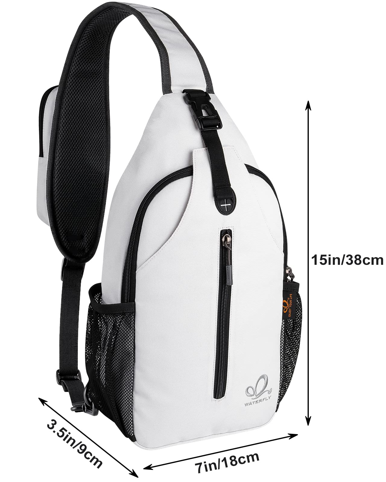 WATERFLY Crossbody Sling Backpack - Lightweight Travel Hiking Chest Bag for Men & Women - Perfect for Outdoor Adventures, Commuting and Daily Use