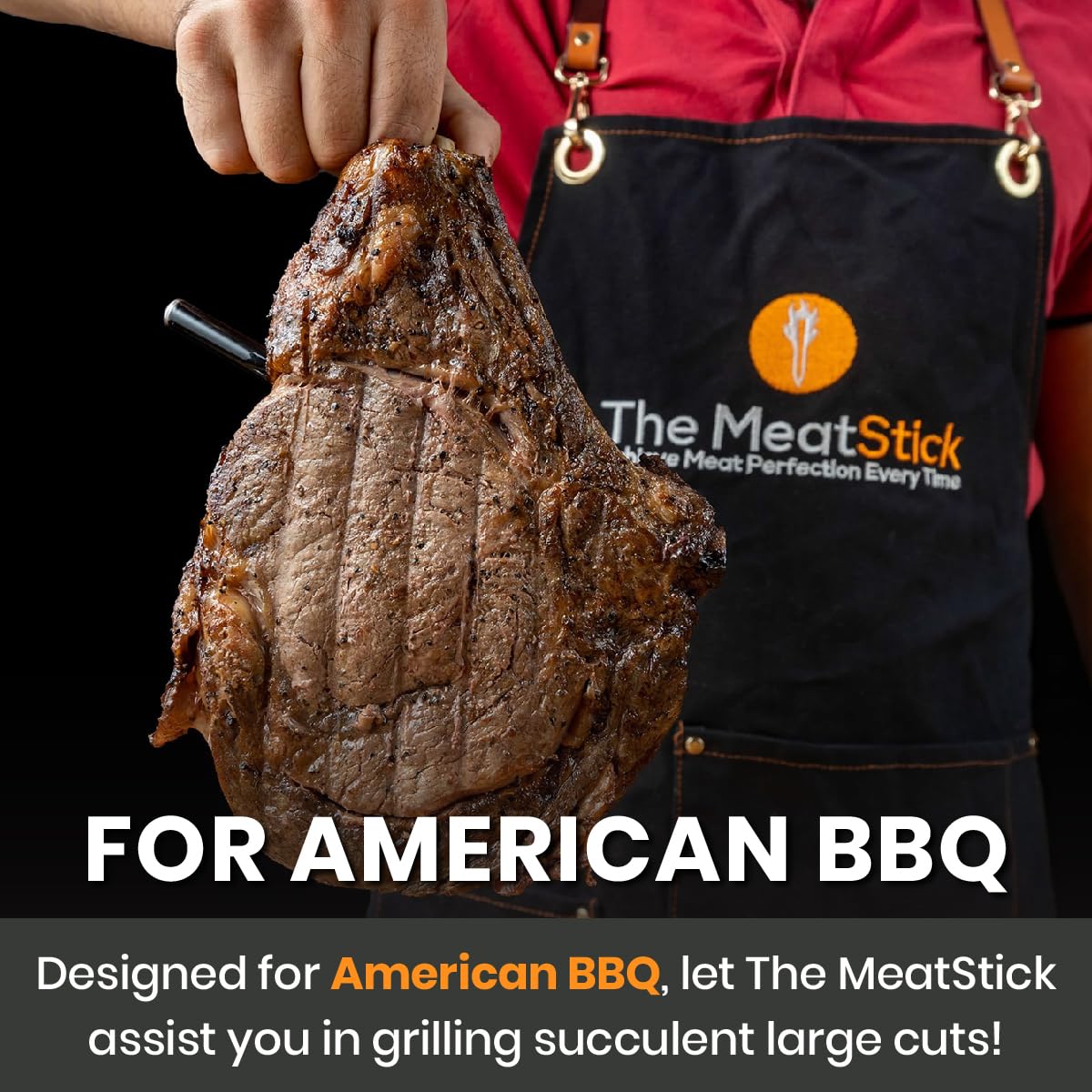 MeatStick - Wireless Smart Meat Thermometer for Grilling, Smoking, BBQ, Air Fryer, Oven & Sous Vide | Bluetooth Meat Probe for Perfect Steak, Turkey & Roasts | Indoor & Outdoor Cooking Thermometer