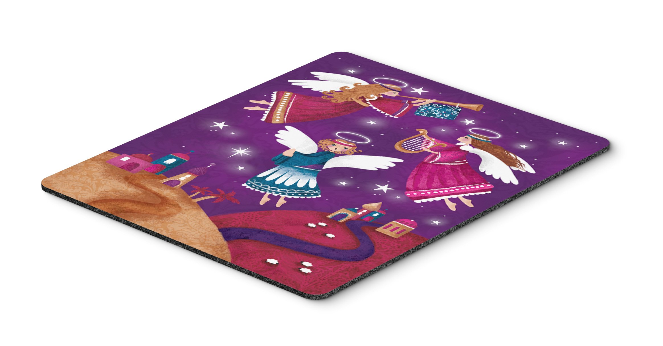 Christmas Angels in Purple Mouse Pad - Large Washable Non-Slip Desk Mat for Home Office, Gaming & Computer Work | Holiday Decor & Gift Idea | Perfect for Desktops, Laptops & Workspaces
