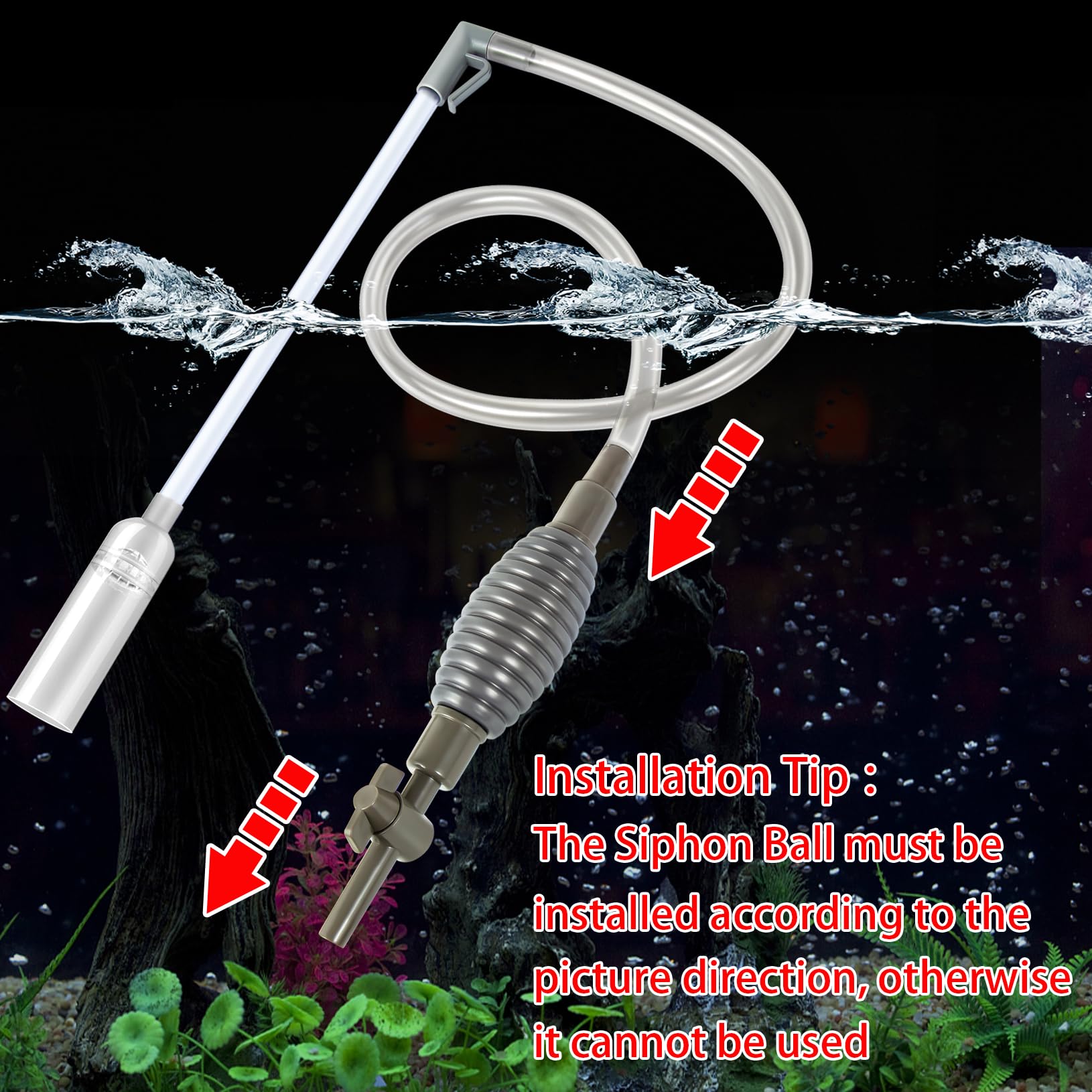 Ponpon Aquarium Gravel Cleaner - Manual Siphon Vacuum for Fish Tank Sand & Gravel Cleaning with Water Changer Function | Perfect for Freshwater & Saltwater Tank Maintenance
