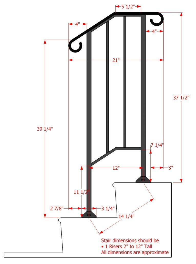 Iron X Handrail Picket #1 - Durable Wood or Composite Stair Railing System for Outdoor Steps, Deck & Porch Safety