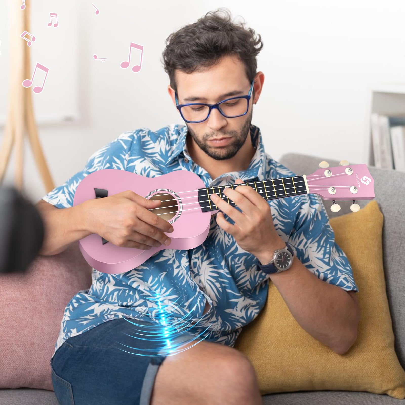 Soprano Ukulele for Beginners - 21 Inch Basswood Hawaiian Ukulele with 4 Strings, Perfect for Kids & Adults Learning Music - Pink | Great for Home Practice, Beach Performances & Music Classes