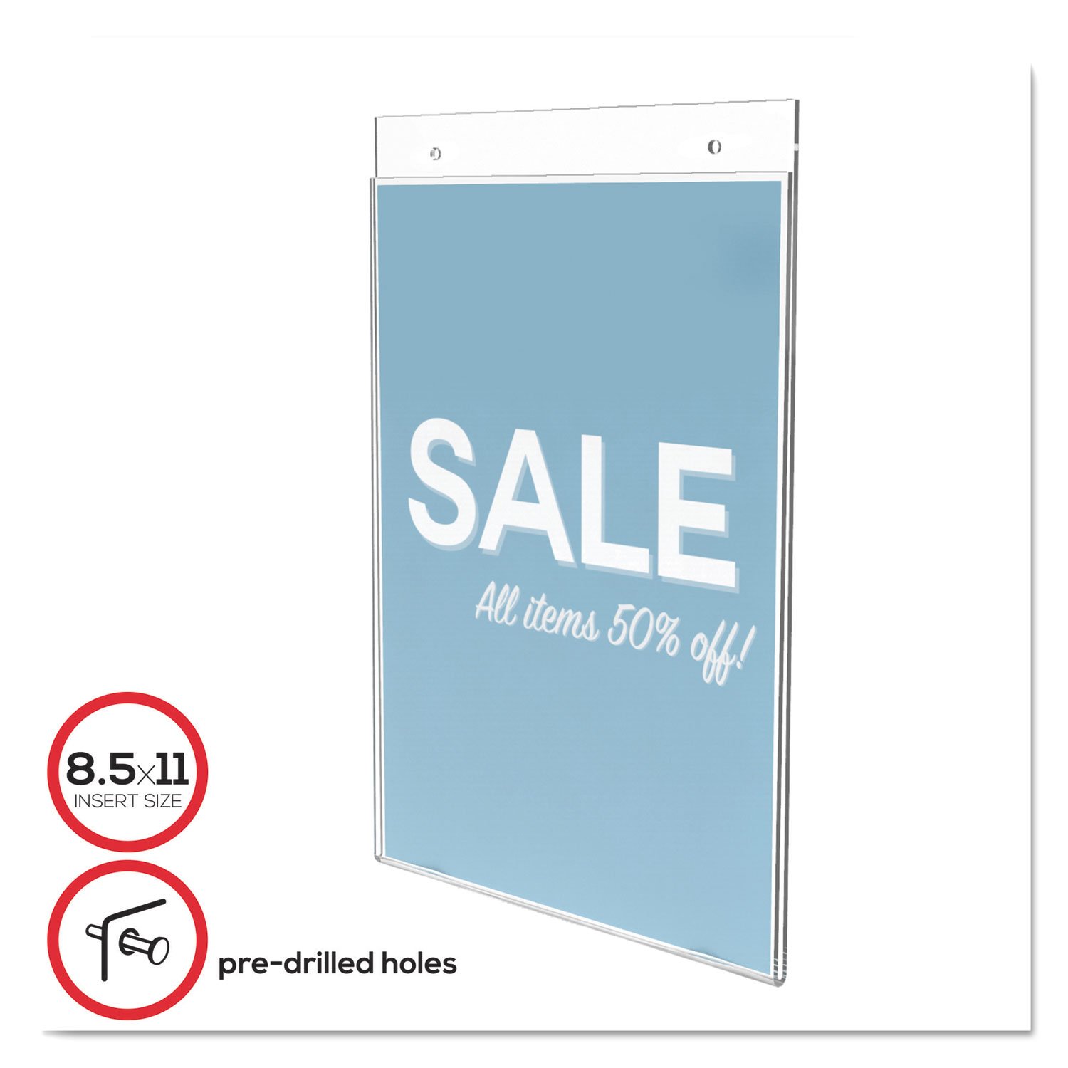Deflecto 68201 Clear Plastic Wall Sign Holder for 8.5x11 - Office & Retail Use
