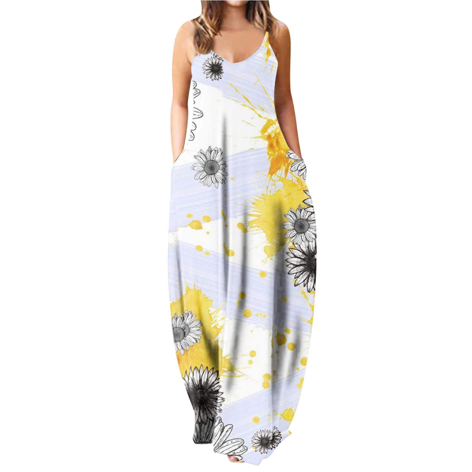 Smooto Women's Floral Maxi Dress - Casual Spring & Summer Family Matching Outfits (White, Size XL) | Perfect for Beach Vacations, Garden Parties & Mother-Daughter Outings