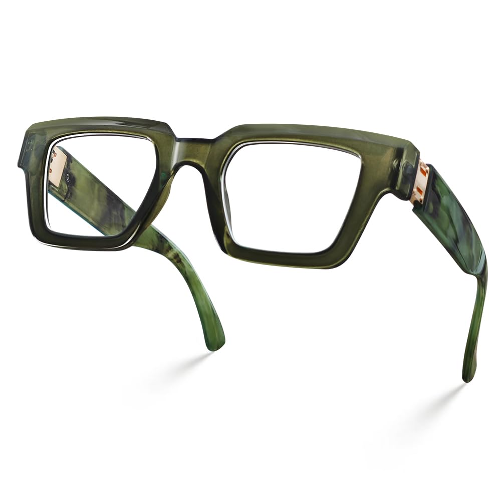 Laemzinv Blue Light Blocking Glasses for Women - Oversized Square Thick Acetate Frame Computer & Gaming Glasses (LA040) - Reduce Eye Strain for Office Work, Online Classes & Late-Night Screen Use