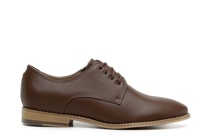 Ahimsa Vegan Leather Teresa Derby Shoes in Cognac - Wide Width Comfortable Loafers for Women | Perfect for Office, Casual Wear & Eco-Friendly Fashion