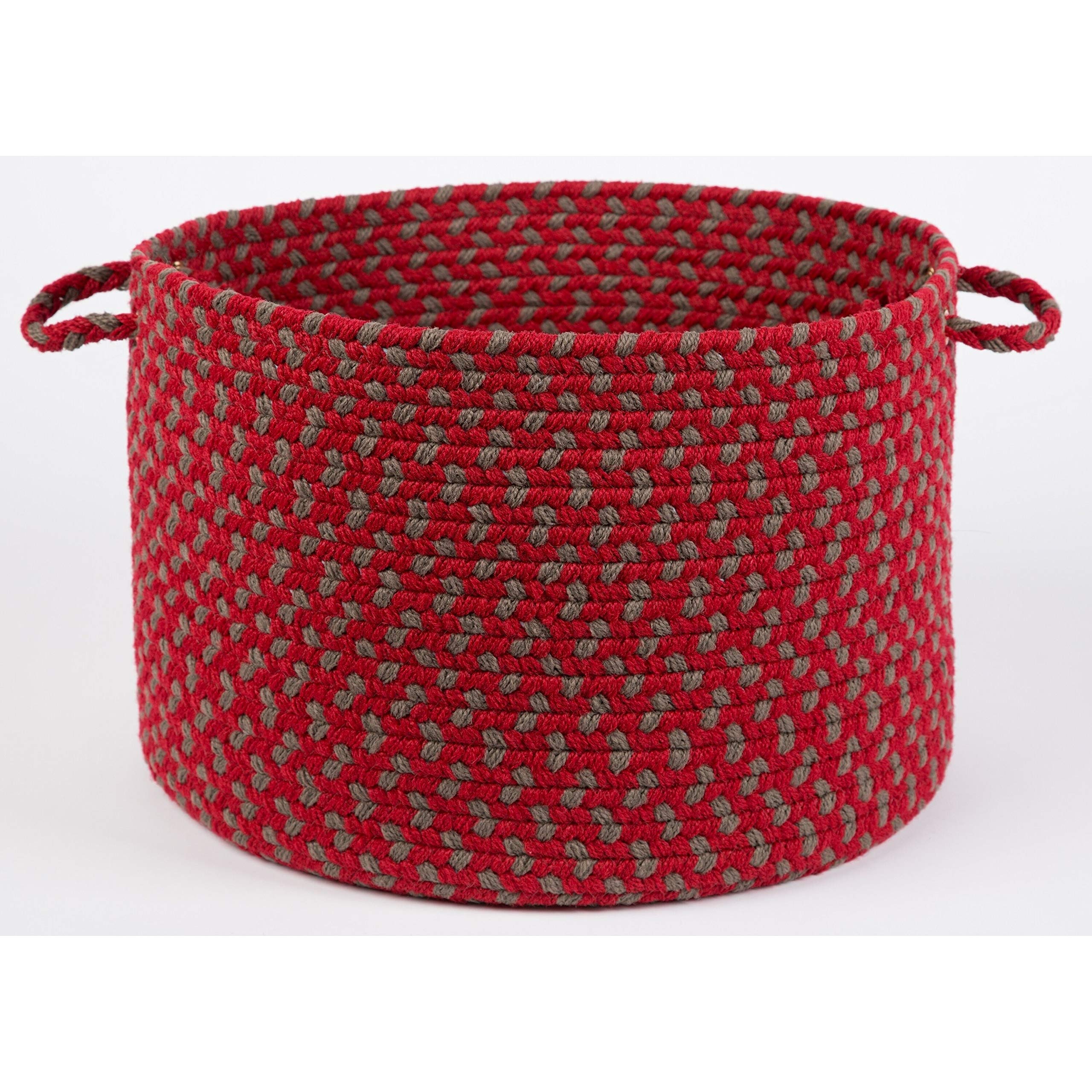 Rhody Rug Mission Hill Braided Basket - Red Brick Home Decor for Living Room, Bedroom & Entryway Storage | Handwoven Natural Fiber Organizer for Blankets, Toys & Magazines