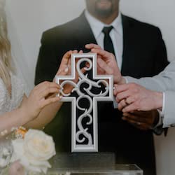 Stunning Umber Hardwood Wedding Unity Cross® - Elegant Alternative to Unity Candle & Sand Ceremony | Perfect for Christian Weddings, Vow Renewals & Anniversary Celebrations