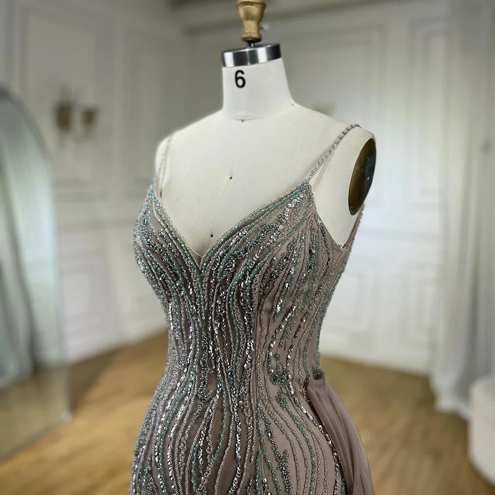 Luxury Beaded Mermaid Evening Gown with Spaghetti Straps for Women - Elegant Prom, Party & Formal Dresses - Perfect for Weddings, Galas & Special Occasions - Serene Hill Collection 2025 LA72276