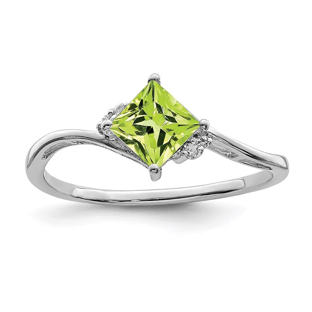 925 Sterling Silver Diamond & Peridot Square Engagement Ring (0.61ct) - Elegant Promise Ring for Women, Perfect for Proposals, Anniversaries & Special Occasions