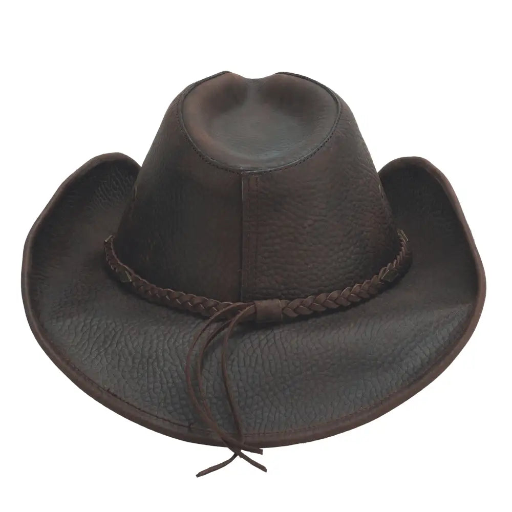Premium Bullhide Bonnaroo Leather Cowboy Hat for Men & Women - Western Style, Durable & Comfortable - Perfect for Rodeo, Country Music Festivals & Outdoor Adventures