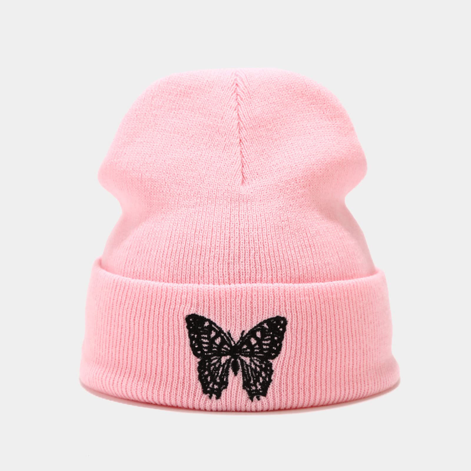 Men's Knitted Beanie Hat with Butterfly Embroidery - Winter Warm Ski Cap, Soft Elastic Skullies for Cold Weather - Perfect for Skiing, Snowboarding & Outdoor Activities