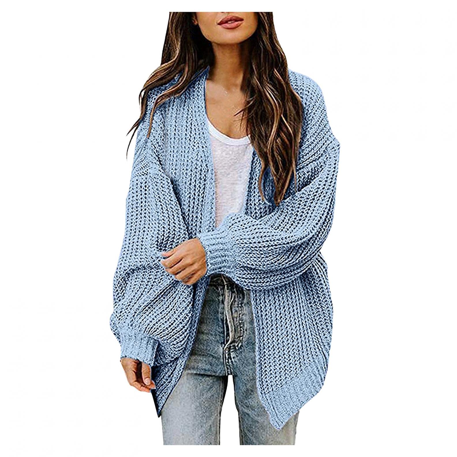 UIKMNH Women's Long Sleeve Waffle Knit Cardigan - Casual Loose Open Front Sweater Coat for Fall & Winter | Perfect for Office, Date Night & Cozy Home Wear