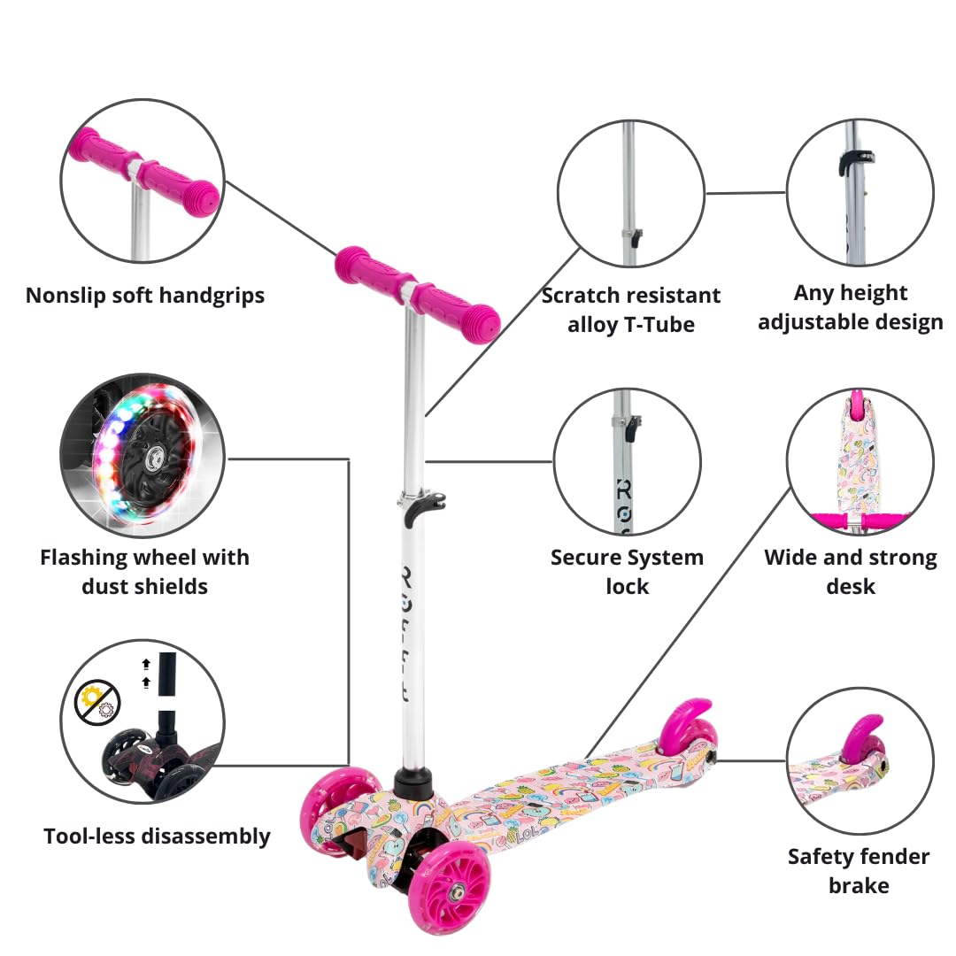 **Best Kids Scooter for Ages 3-5 - Self-Balancing with Light Up Wheels & Adjustable Height - Wide Deck & Aluminum T-Bar - Perfect for Boys & Girls Outdoor Play & Commuting**