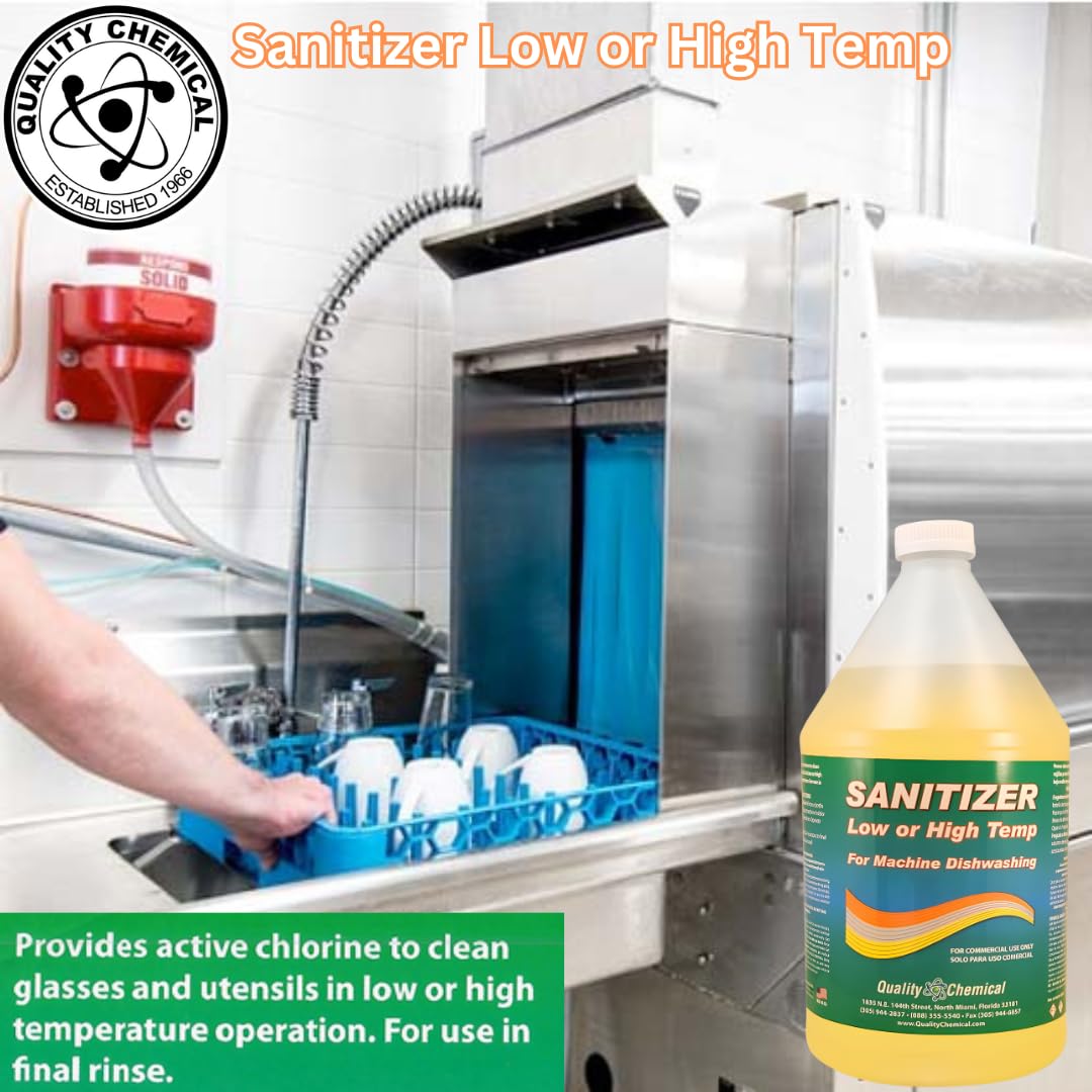 Chloro-Guard Chlorine Low Temperature Dishwasher Sanitizer - 1 Gallon (128 oz) Bulk Refill for Commercial & Home Dishwashing Machines | Kills 99.9% Germs | Ideal for Restaurants, Catering & Food Service Industry