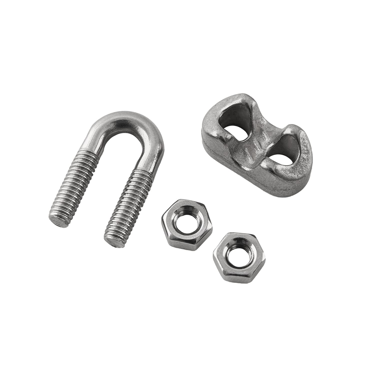 HSTECH 20PCS 1/8 Inch M3 304 Stainless Steel Wire Rope Cable Clips Clamps - Heavy Duty for Rigging, Guardrails, Load Securing, Hanging Banners & Flags - Perfect for Marine, Construction, DIY Projects