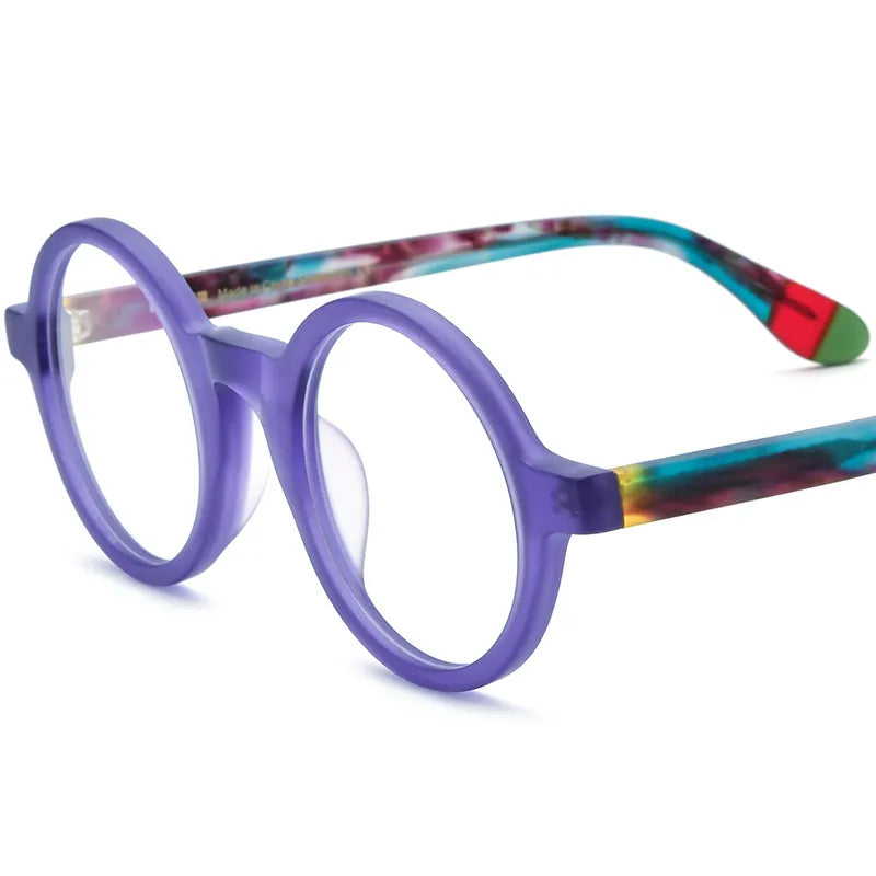 CCspace Unisex Full Rim Round Acetate Eyeglasses 56919 - Stylish & Lightweight Frame for Men & Women - Perfect for Reading, Work, and Everyday Fashion