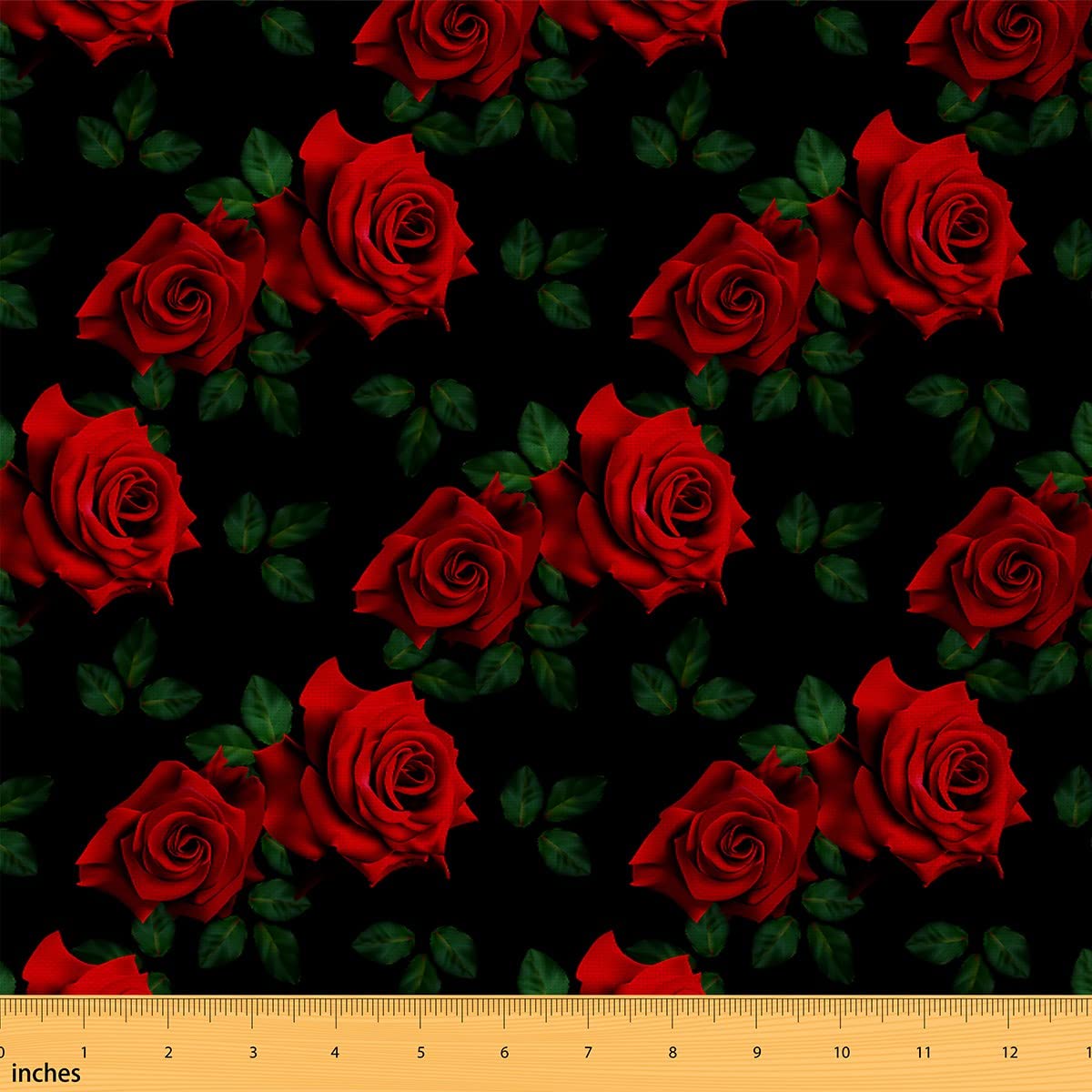 Red Rose Upholstery Fabric - Romantic Black & Red Floral Oil Painting Design - 1 Yard for DIY Home Decor, Valentine's Gifts & Couple Gifts | Perfect for Sofa Covers, Pillows, Curtains & Outdoor Furniture