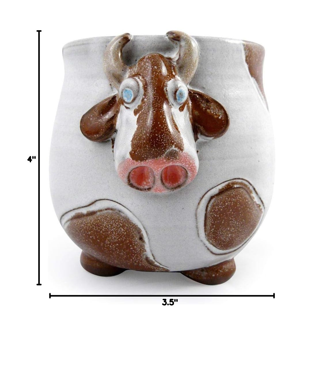 Mootilda American Handmade Stoneware Pottery Cow Mug, 14 oz, Brown - Perfect for Farmhouse Decor, Coffee, and Tea Lovers