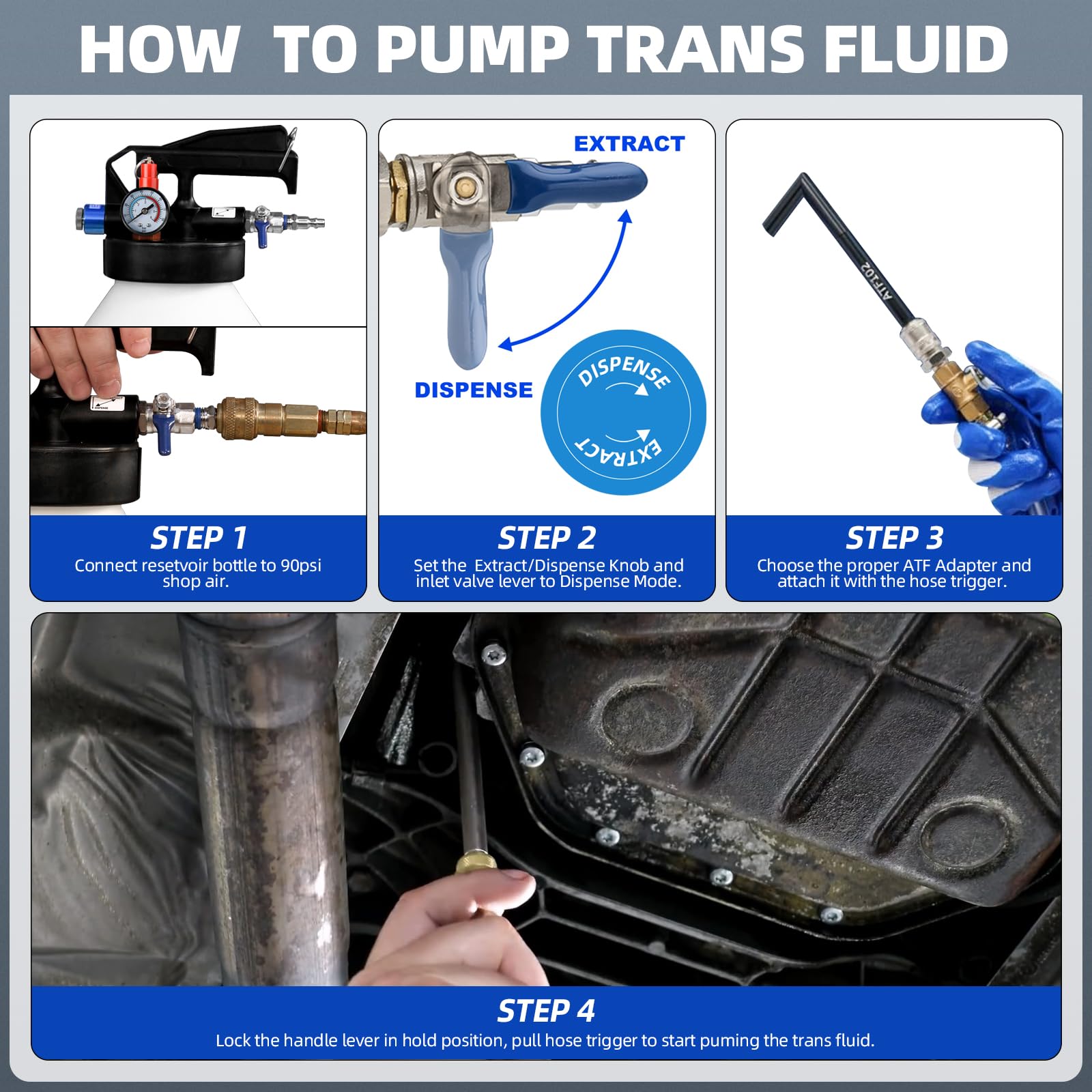 8MILELAKE 10L Pneumatic Air Oil Extractor Pump - Automatic Transmission Fluid Transfer Pump with 13pc ATF Adapters & 2-Way Refill System | Perfect for Car Maintenance, ATF Fluid Changes & Garage Workshop Use