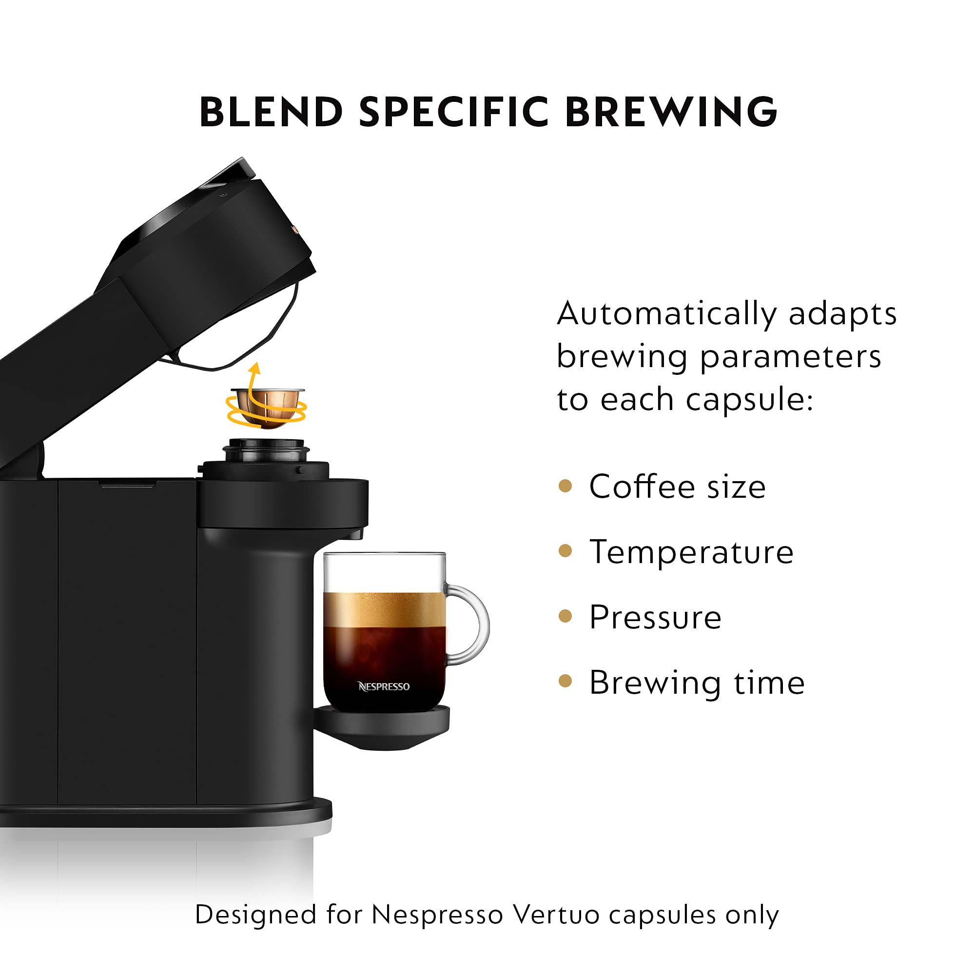 De'Longhi Nespresso Vertuo Next Coffee & Espresso Machine - Matte Black Limited Edition (5 Cup Capacity) - Perfect for Home, Office & Small Spaces