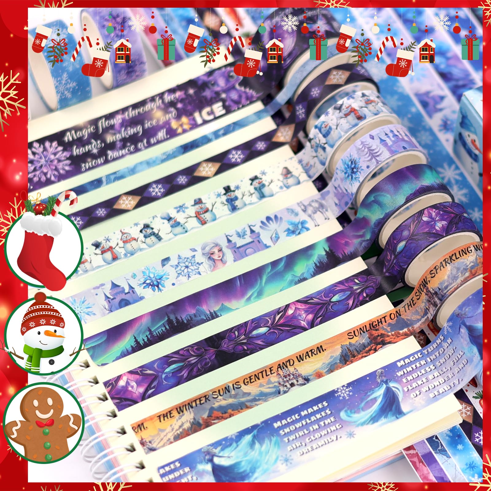 Christmas Washi Tape Set - 27 Rolls Decorative Tape with Snowflake & Winter Designs for Journaling, Scrapbooking, DIY Crafts, Gift Wrapping & Holiday Decorations - Perfect for Bullet Journals, Scrapbooks, Christmas Cards & Kids Crafts
